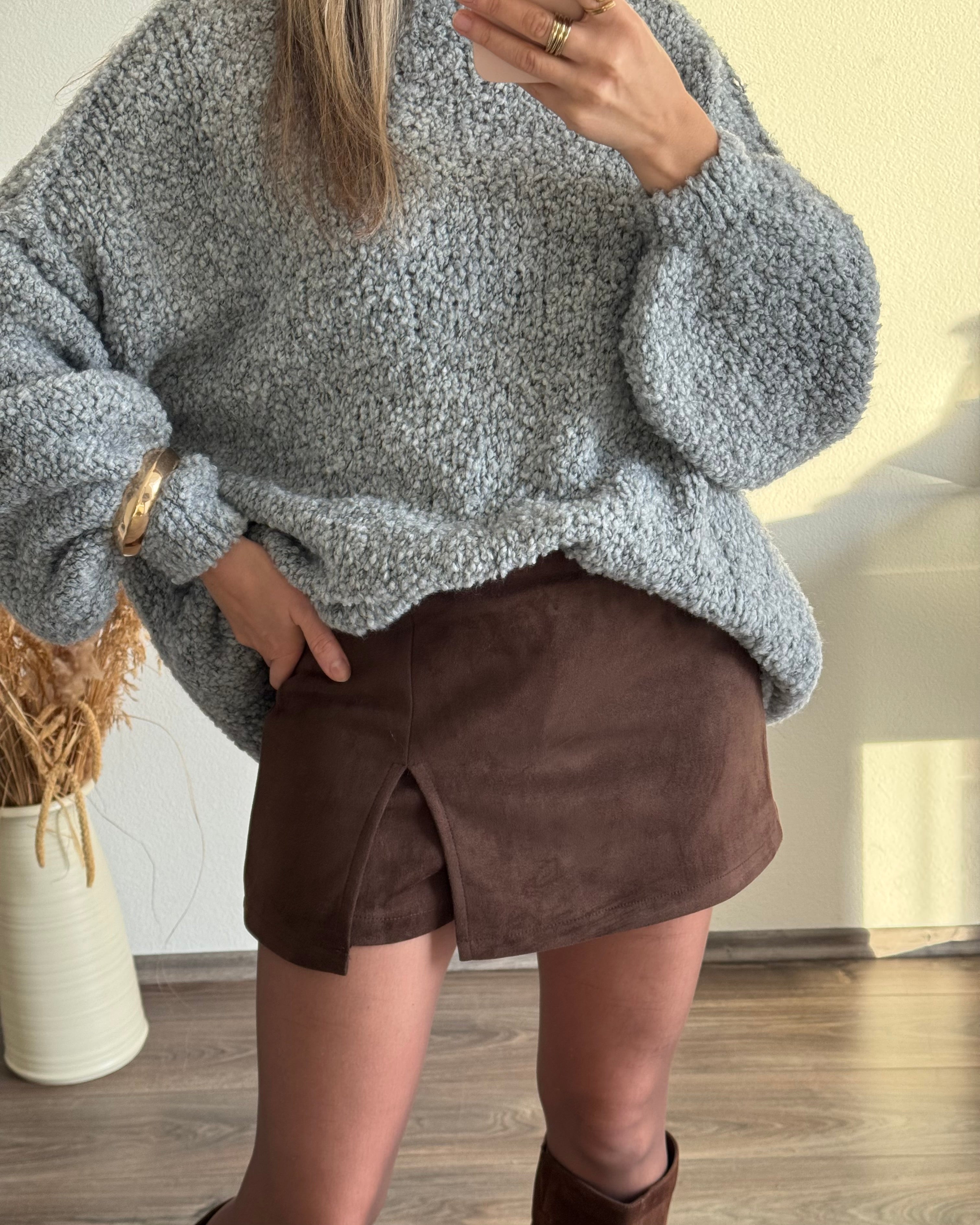 Hosenrock Wildlederoptik Braun