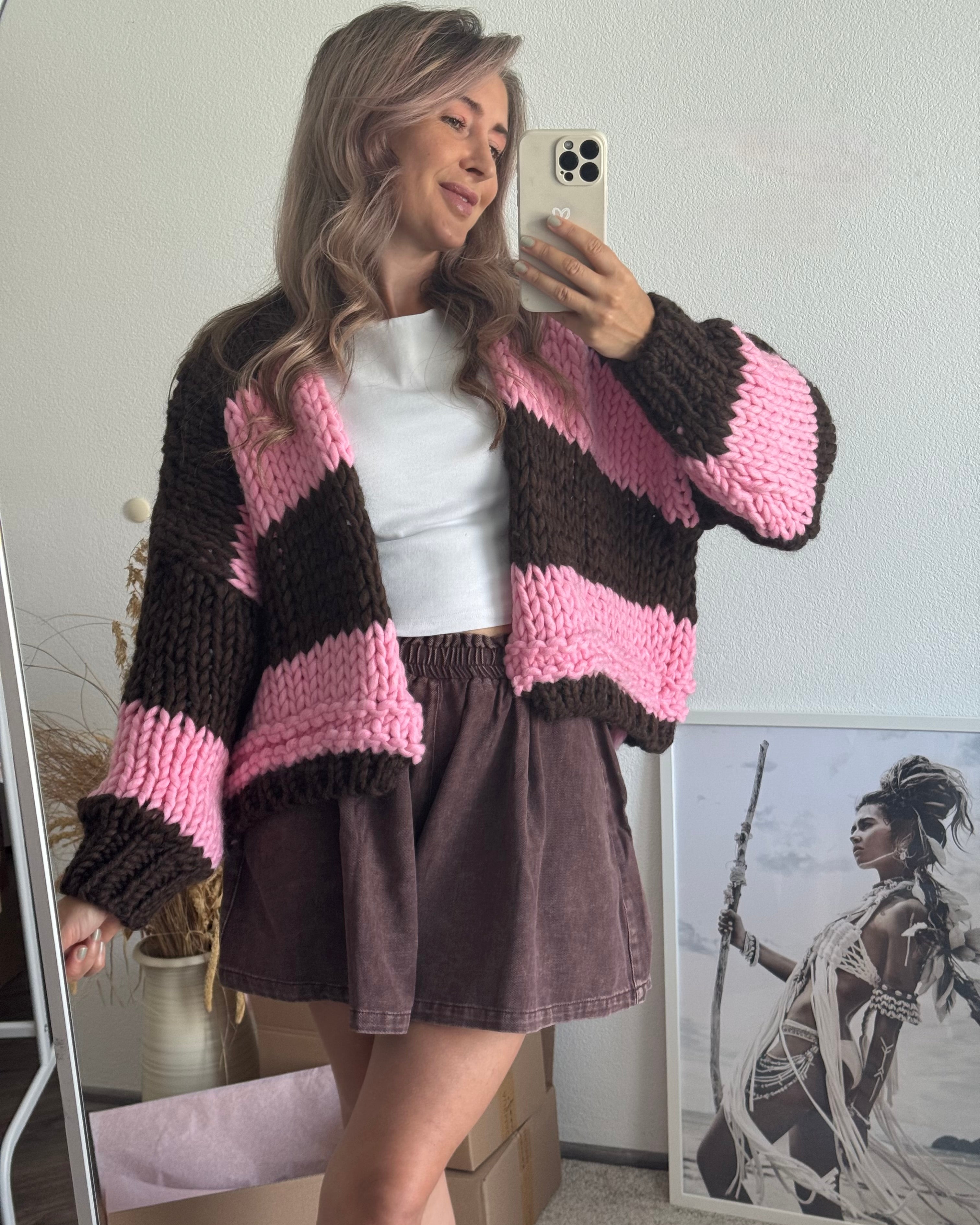 CHUNKY KNIT CARDIGAN BRAUN