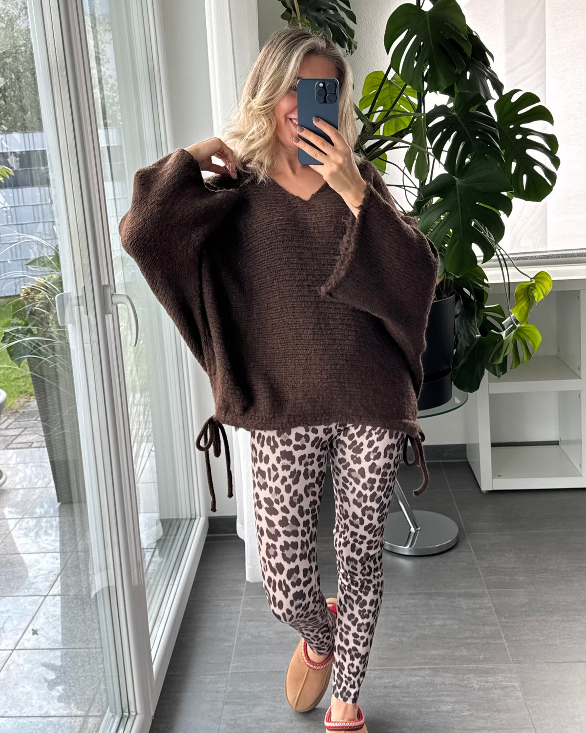 Strickpullover Cozy Tie Braun