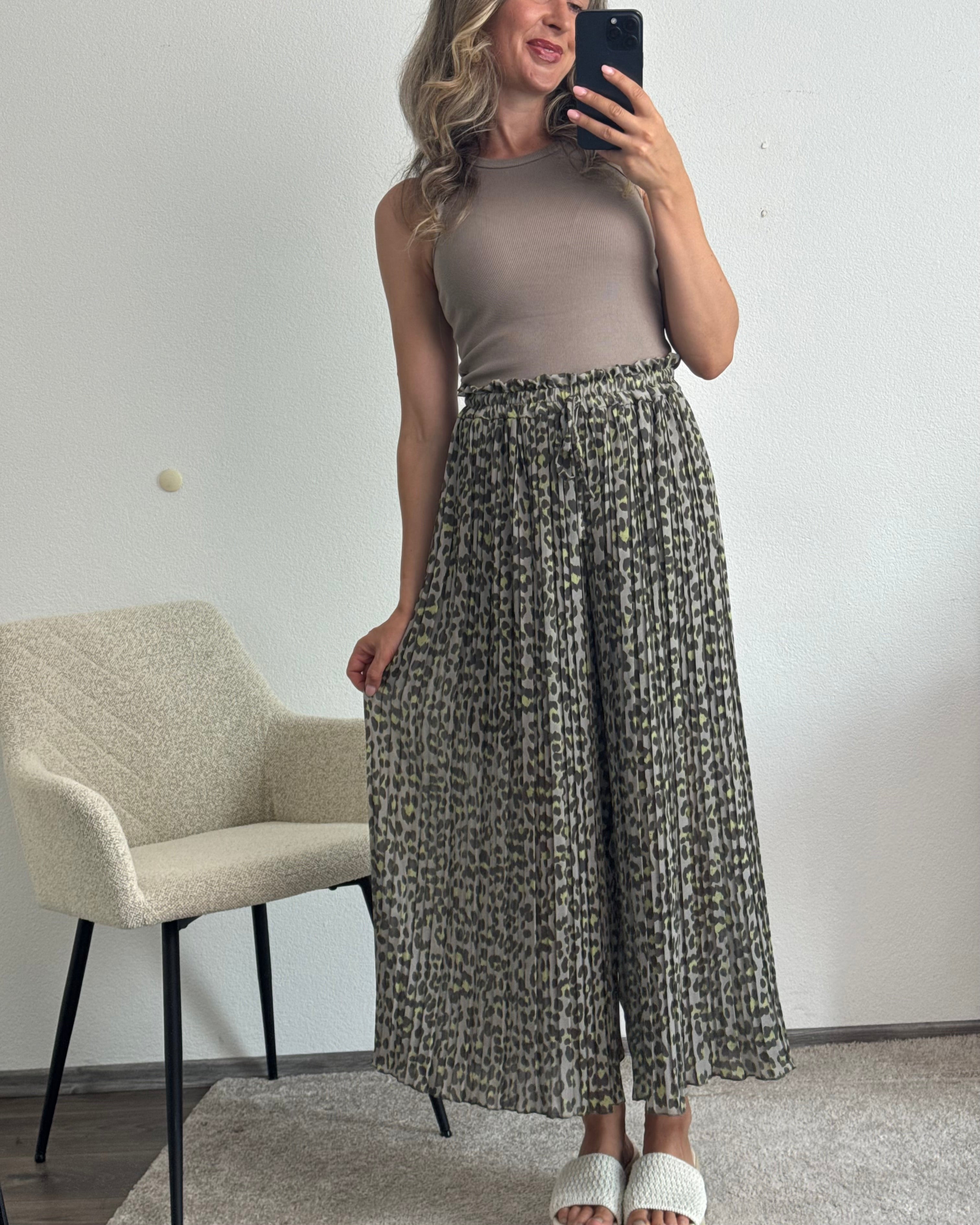 Plisseehose Leo Khaki Grau