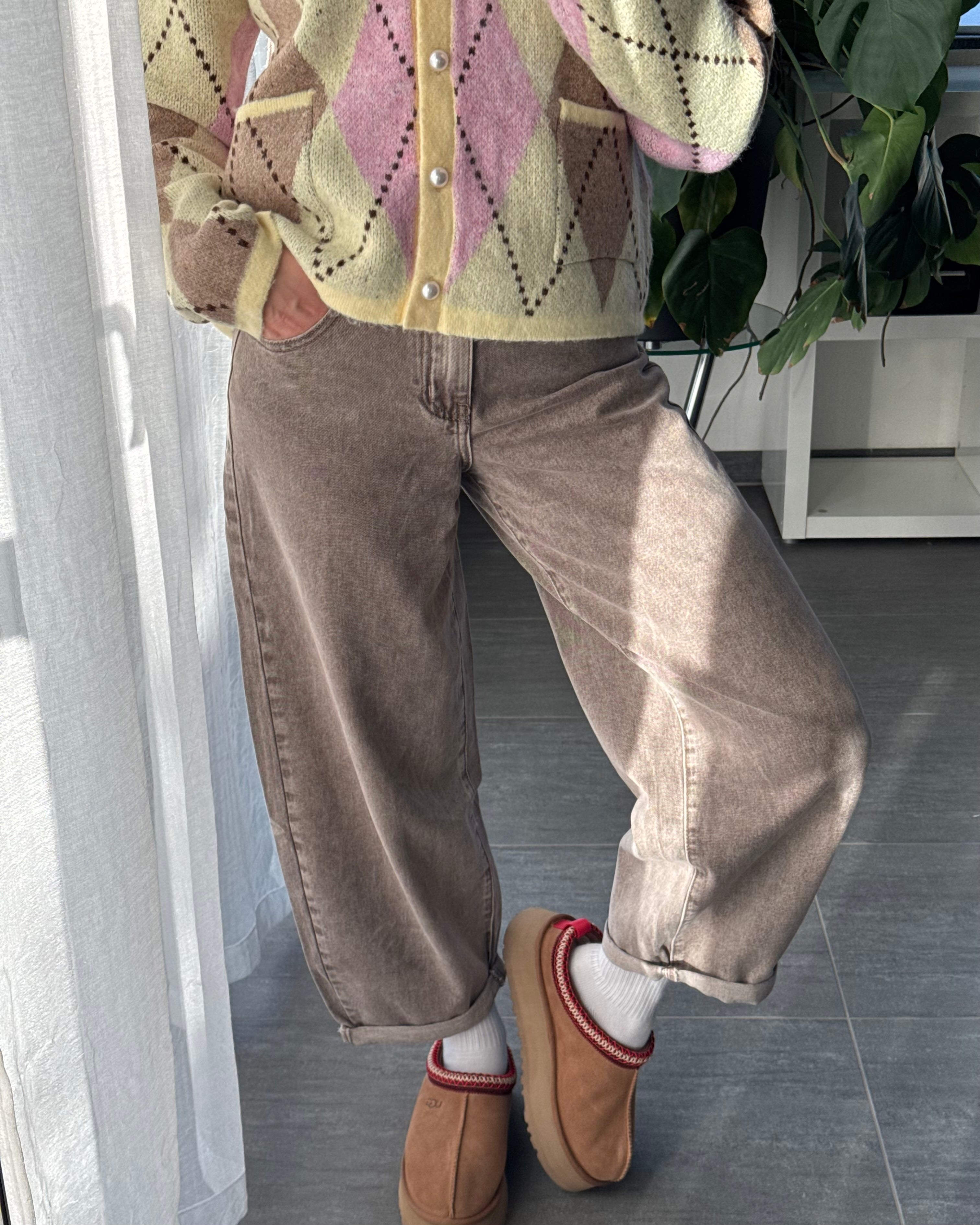 Stretch Balloon Jeans Taupe