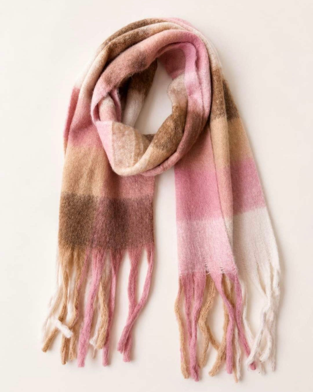 Rosalie Check Schal Rosa/Mocha
