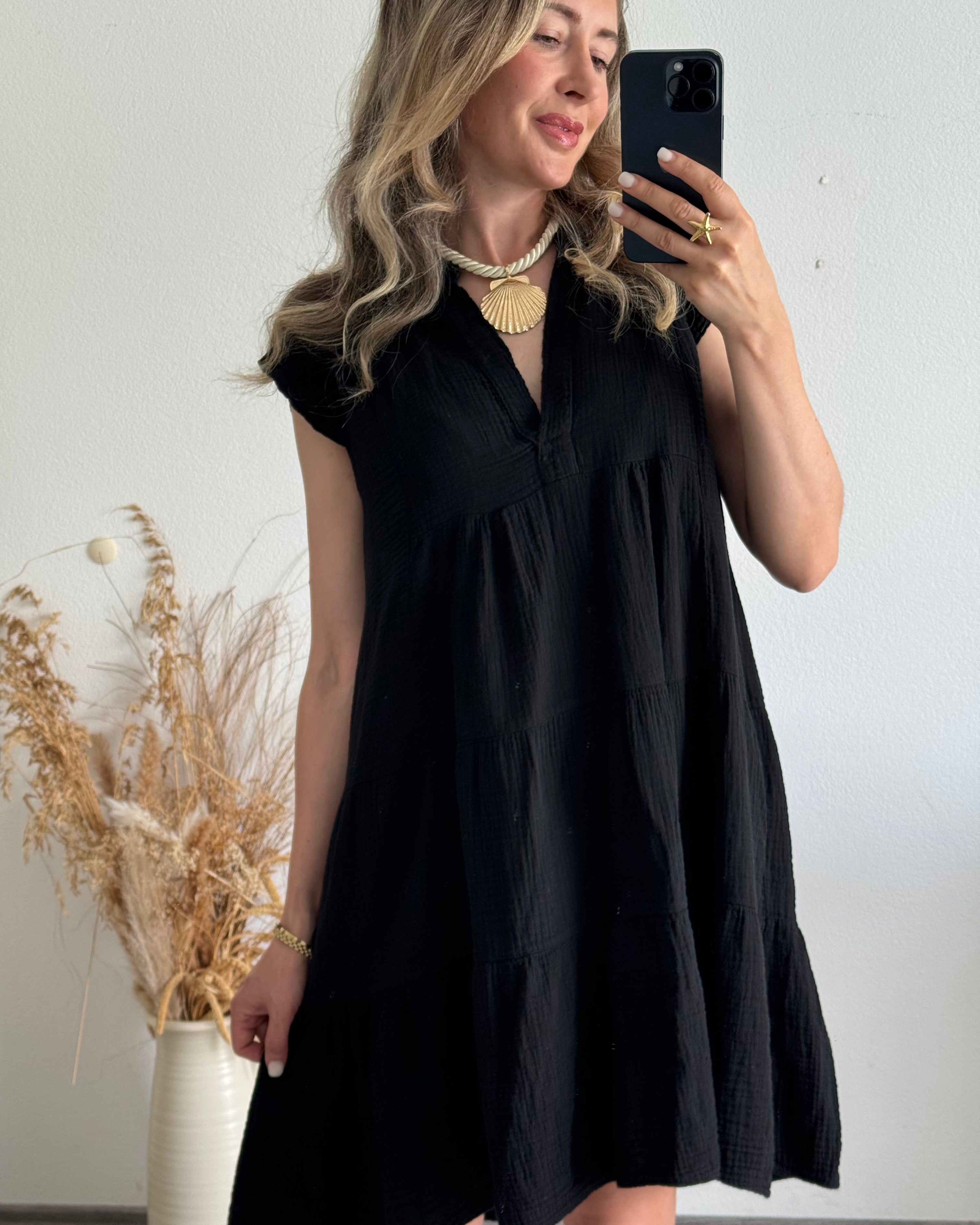 Musselinkleid Romy schwarz