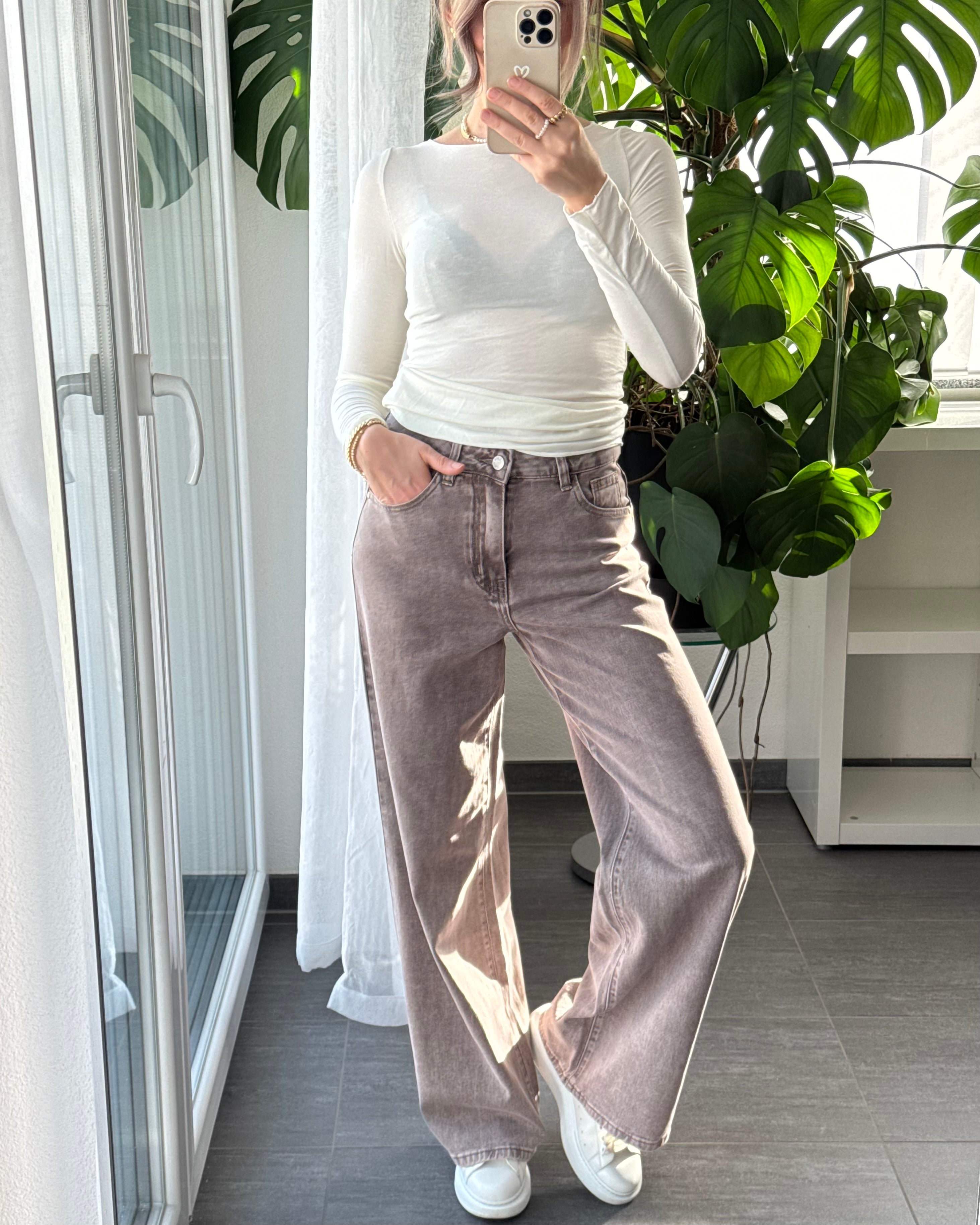 Wide leg stretch Jeans TAUPE