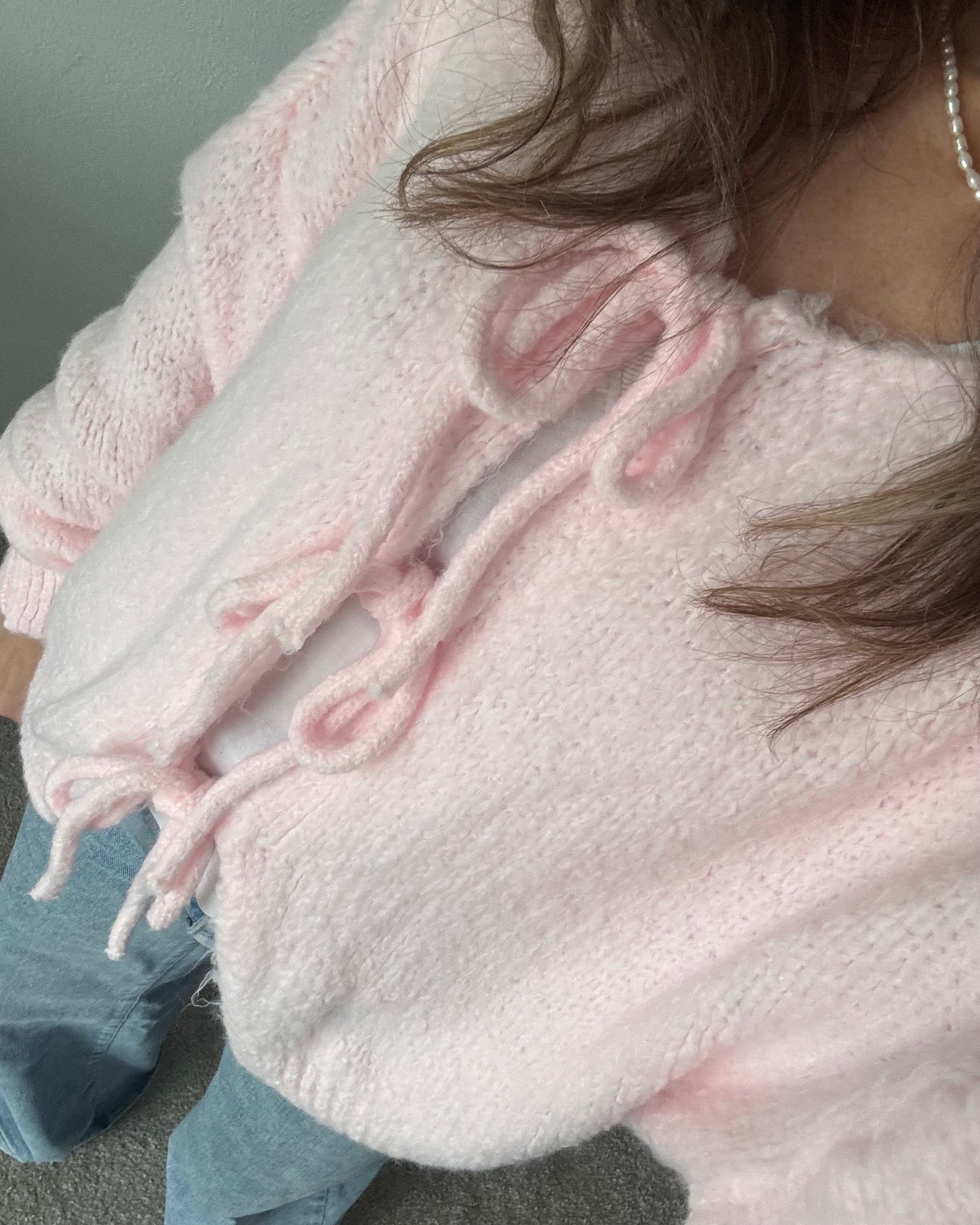 Cardigan mit Schleifen Langarm Zartrosa