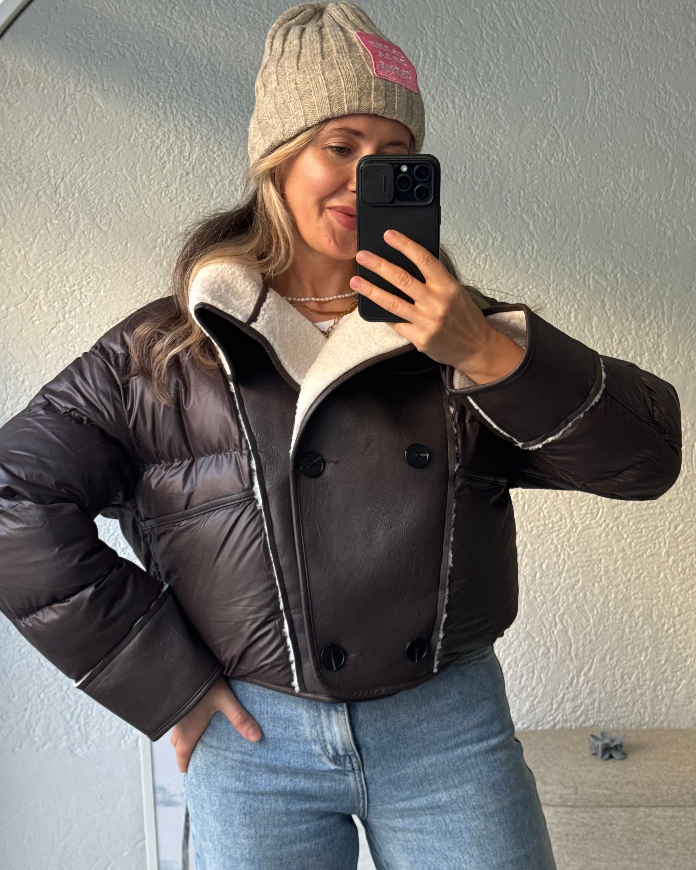 Jacke Material Collage braun