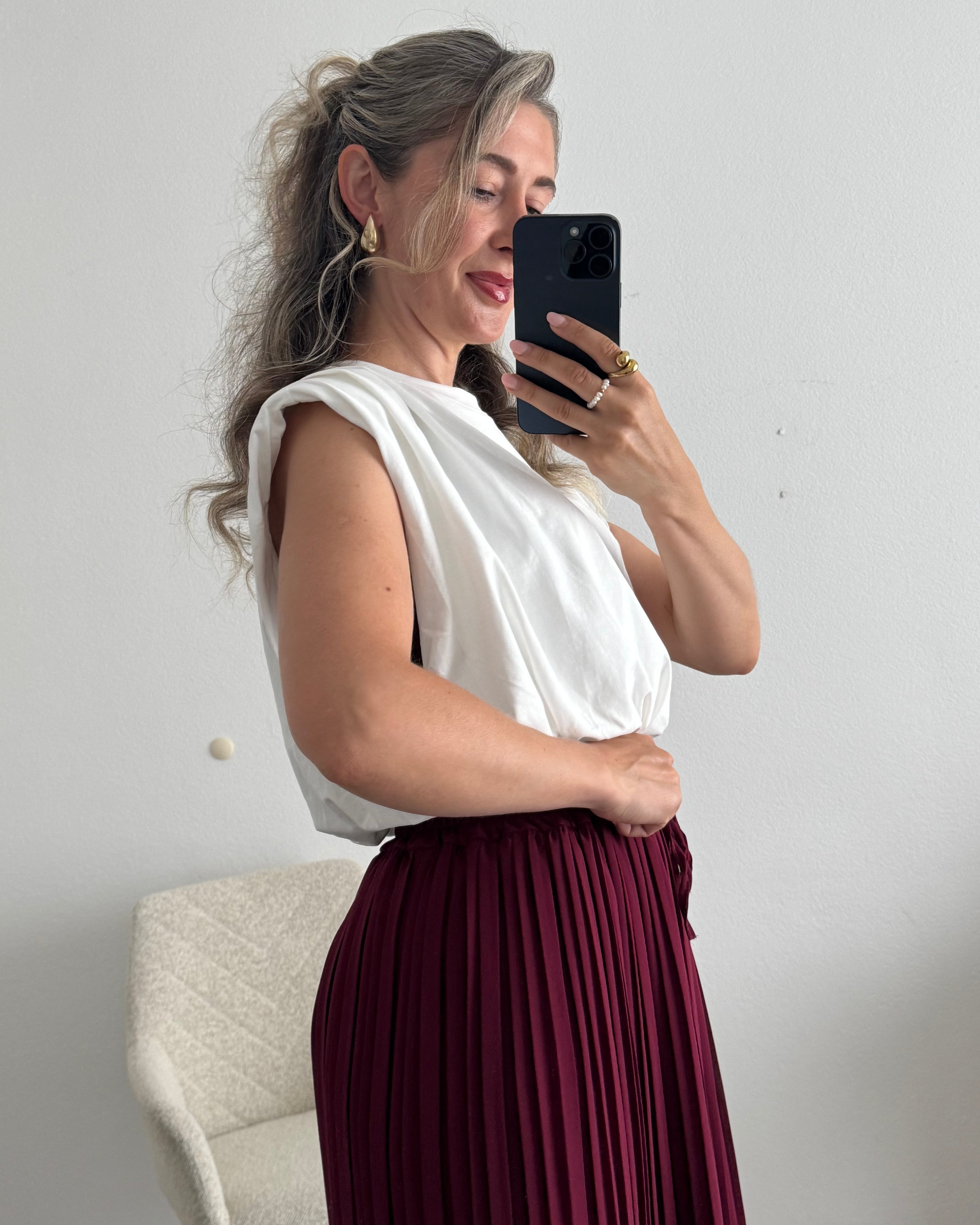 Premium Cropped Shirt Weiß