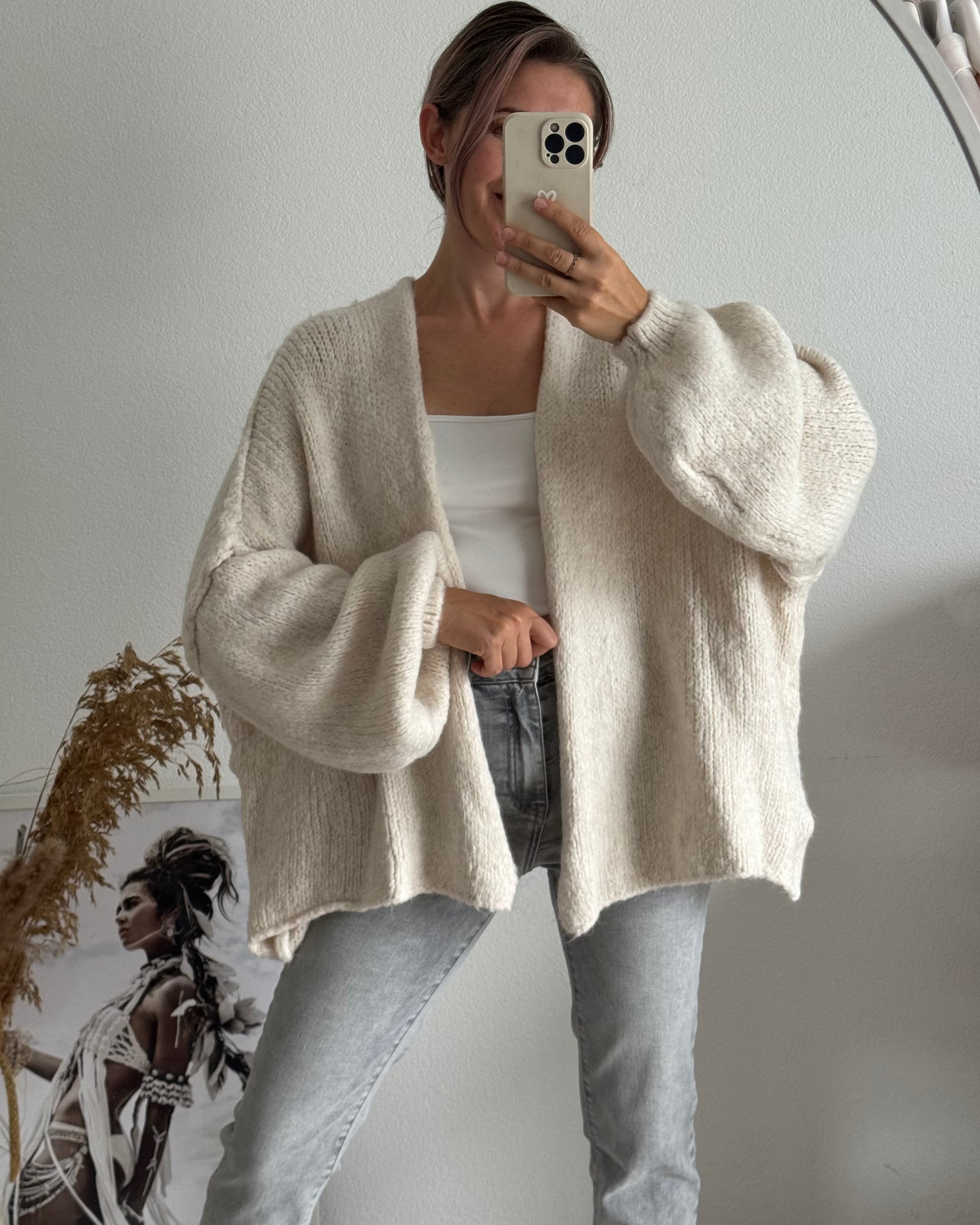 Offener Oversize Cardigan Lea BEIGE