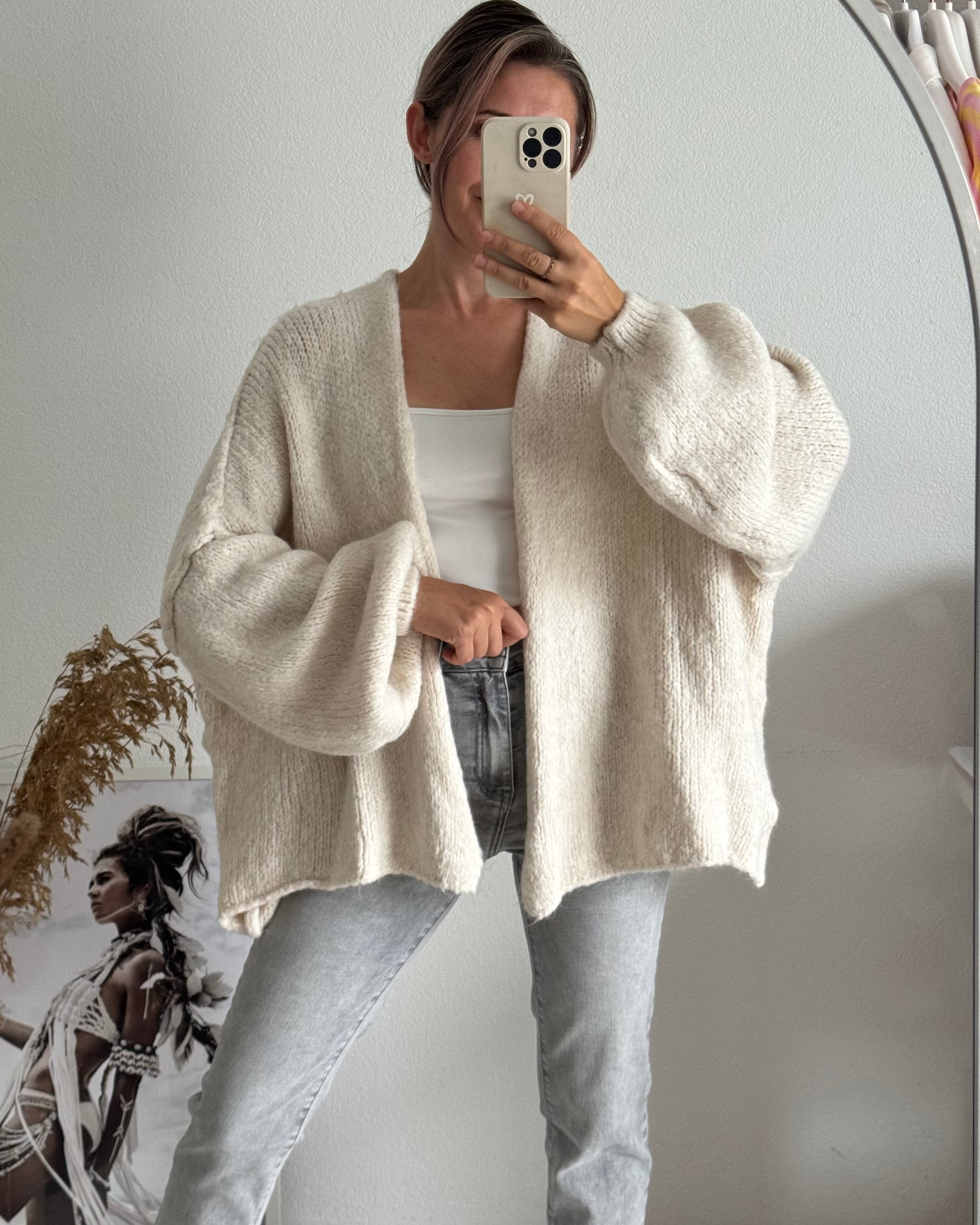Offener Oversize Cardigan Lea BEIGE