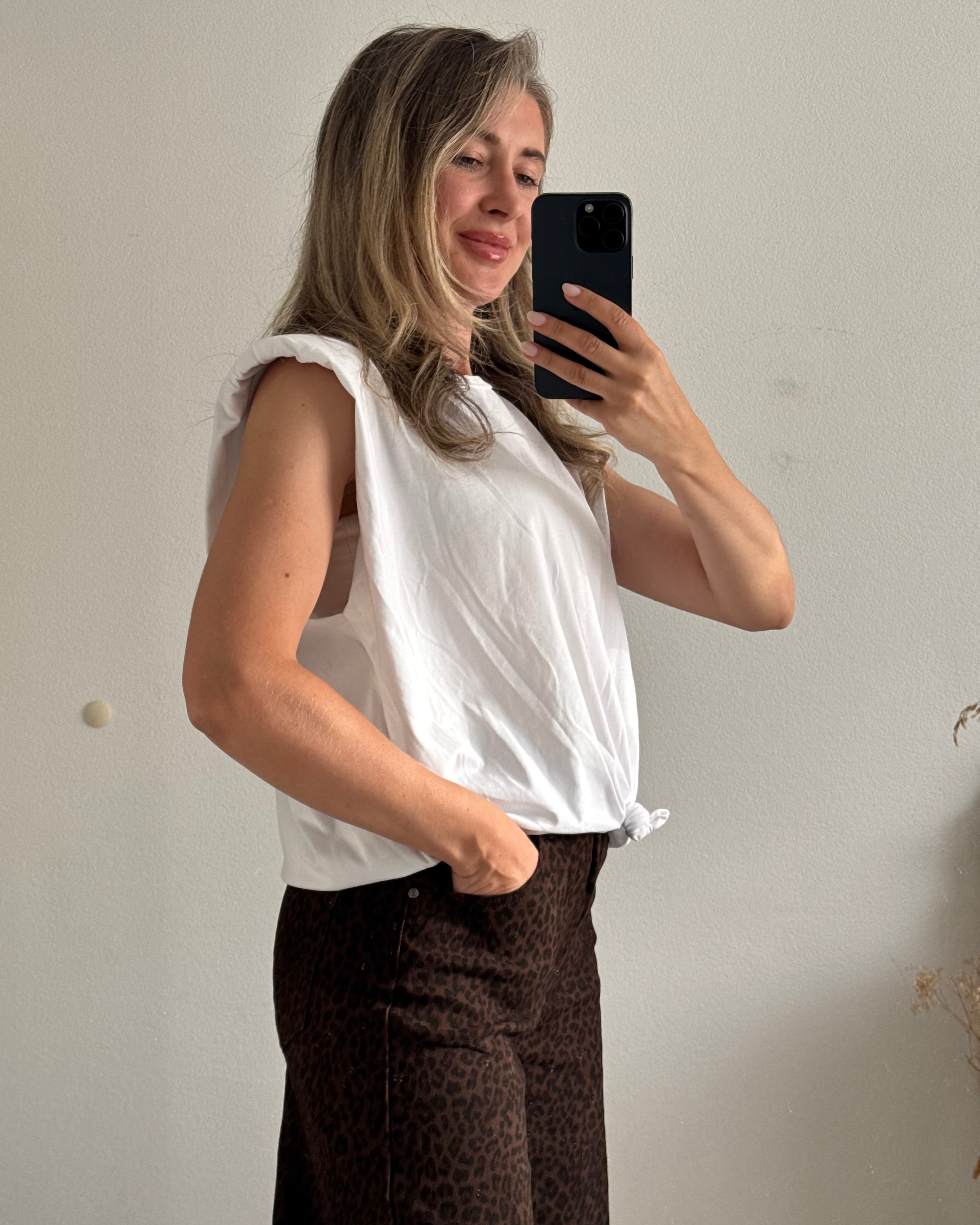 Cropped Shirt mit Knoten weiß