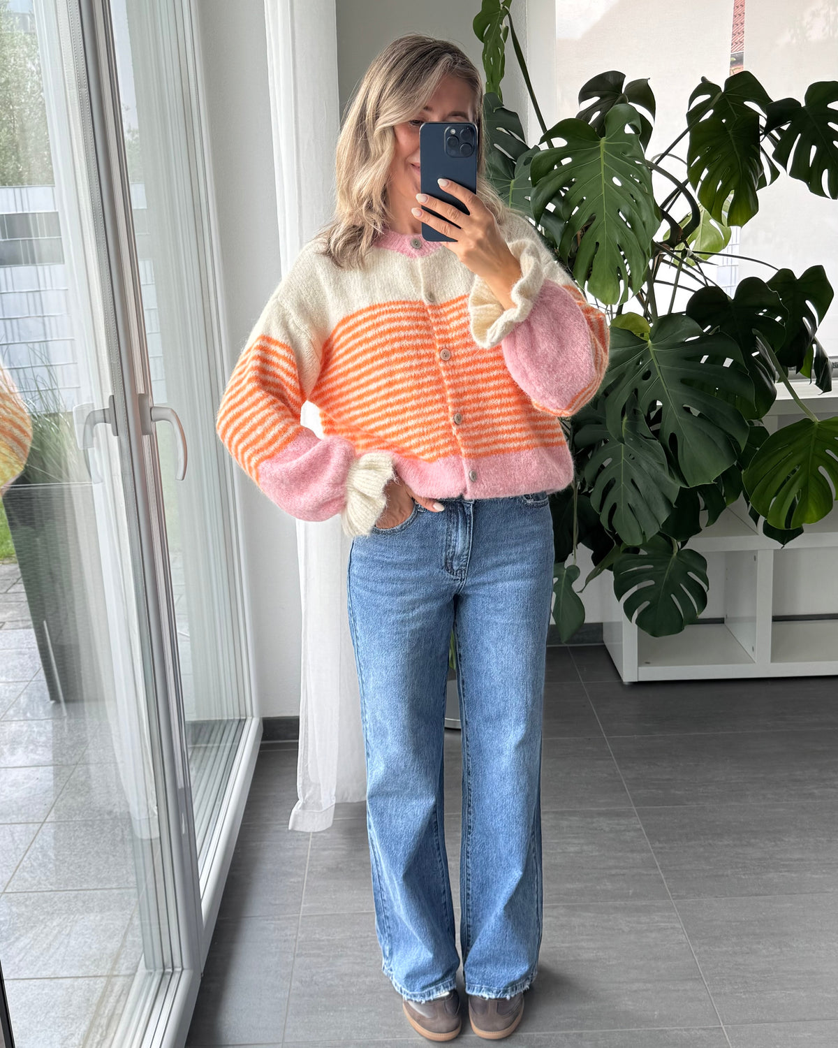 Cardigan Rüschentraum rosa orange