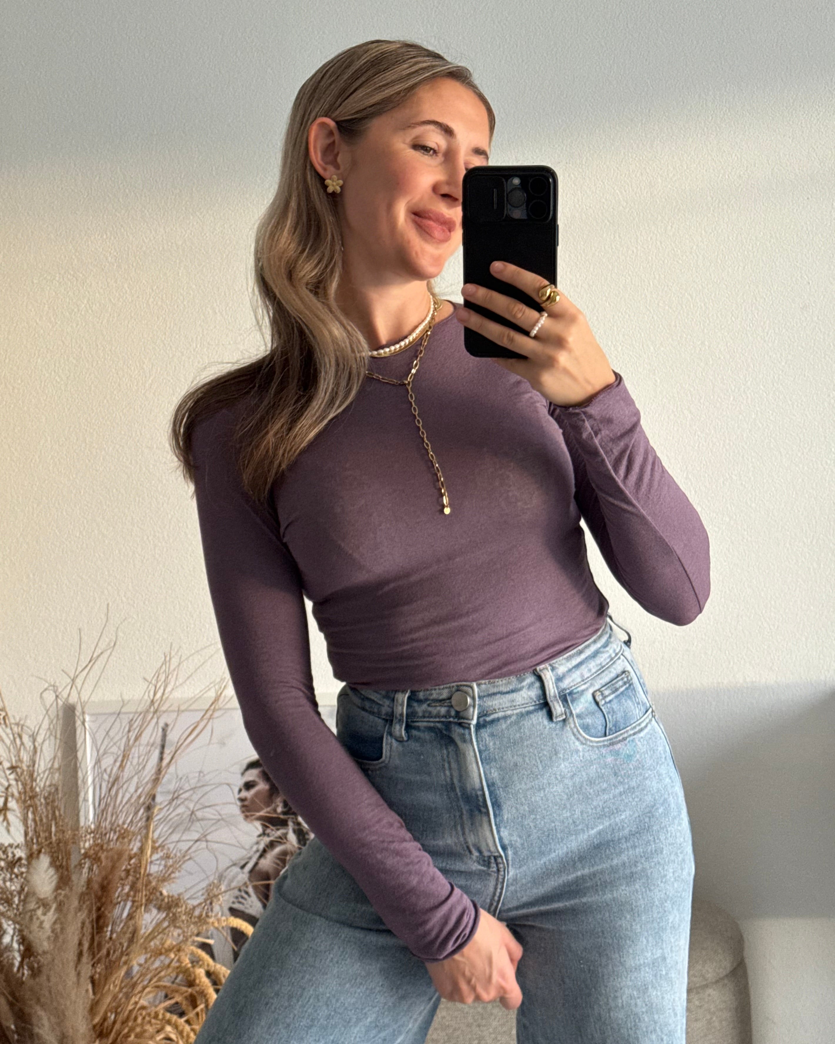 Kaschmir Longsleeve Flieder Premium-Qualität