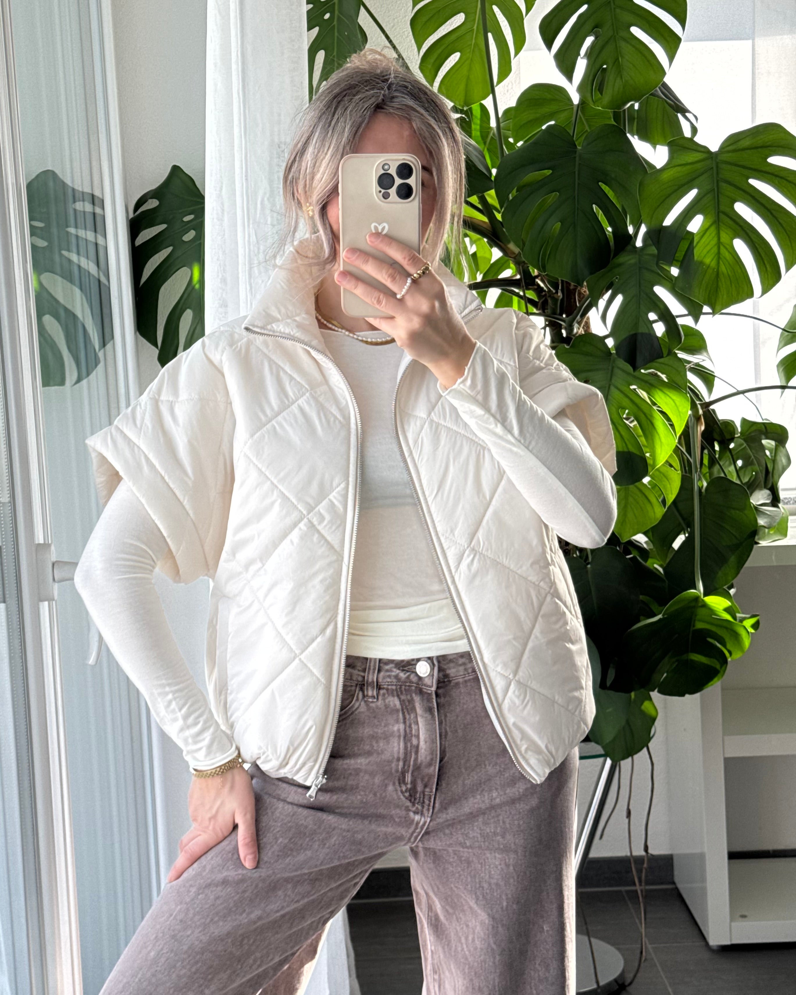 Weste gesteppt Off White