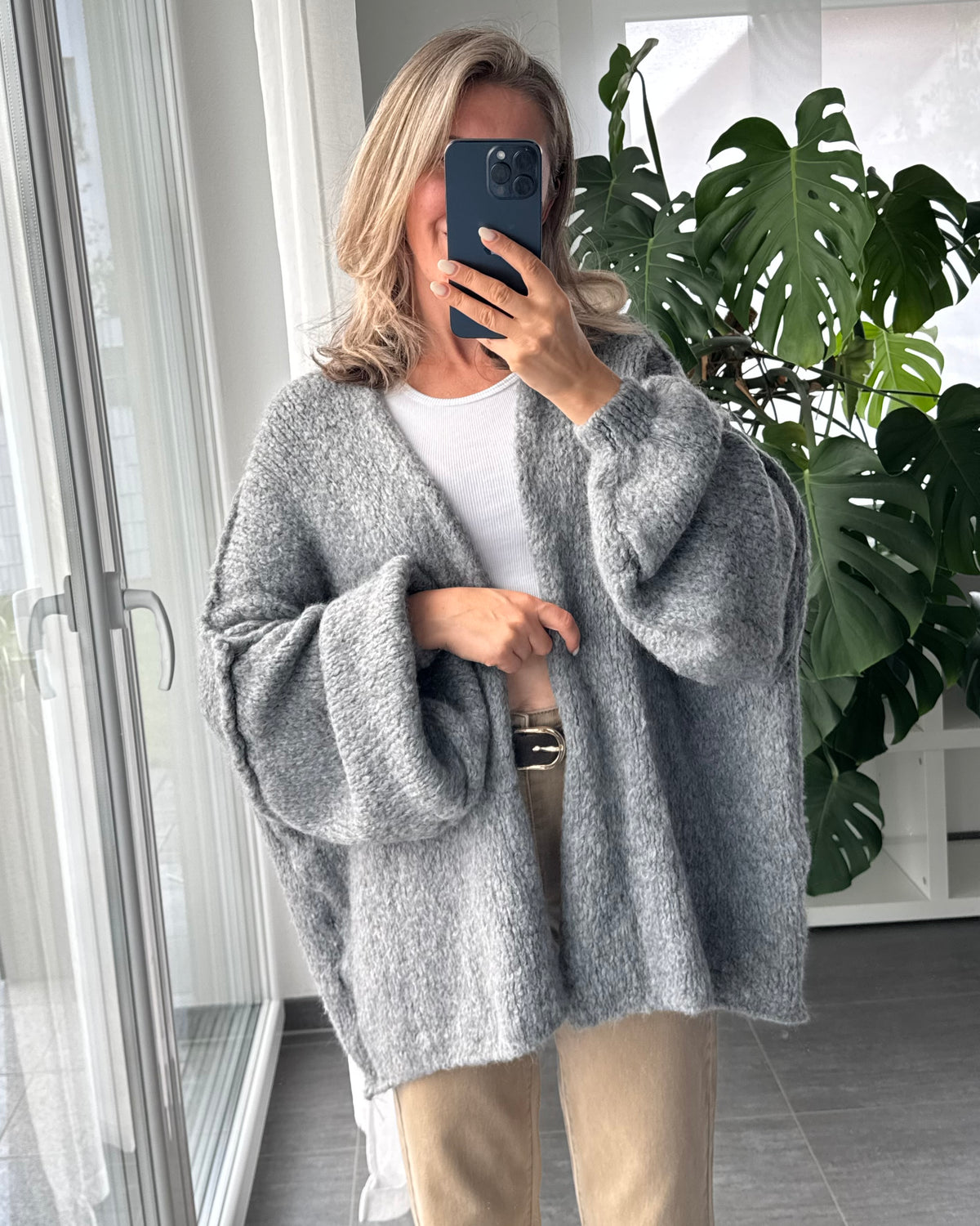 Offener Oversize Cardigan Lea GRAU
