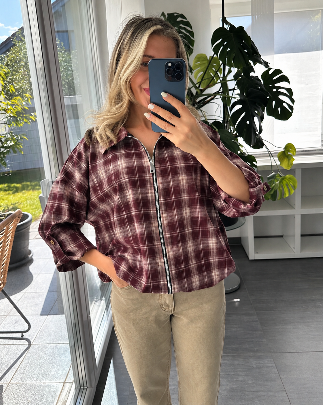 Check Jacket Livia Bordeaux