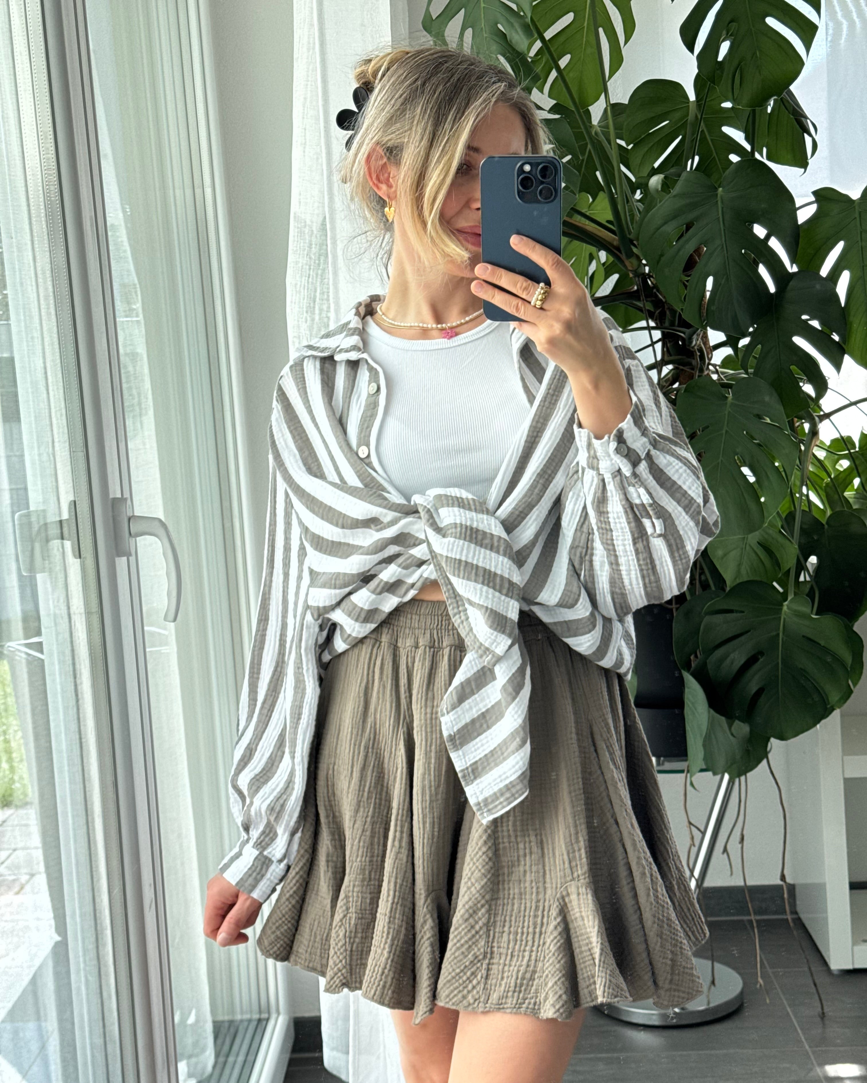 Volantrock aus Musselin Taupe