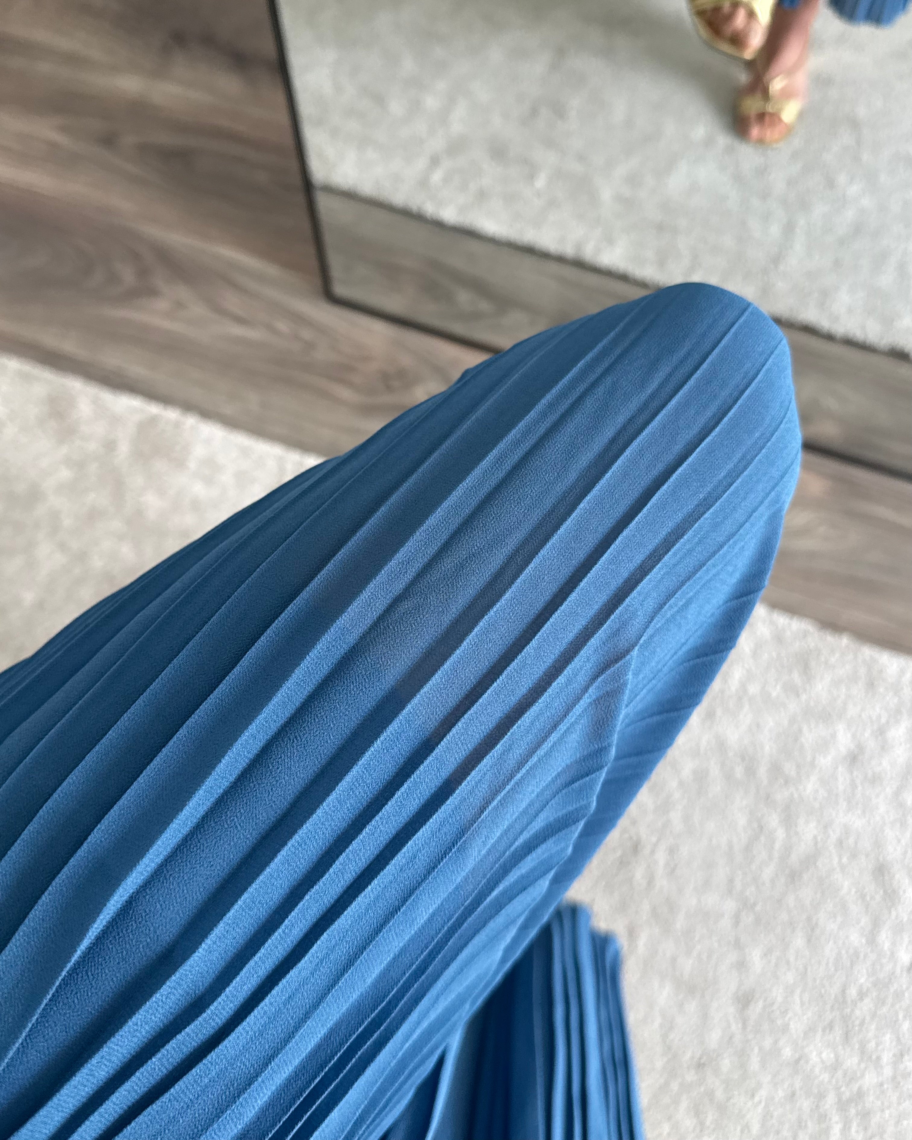 Plisseehose Blau