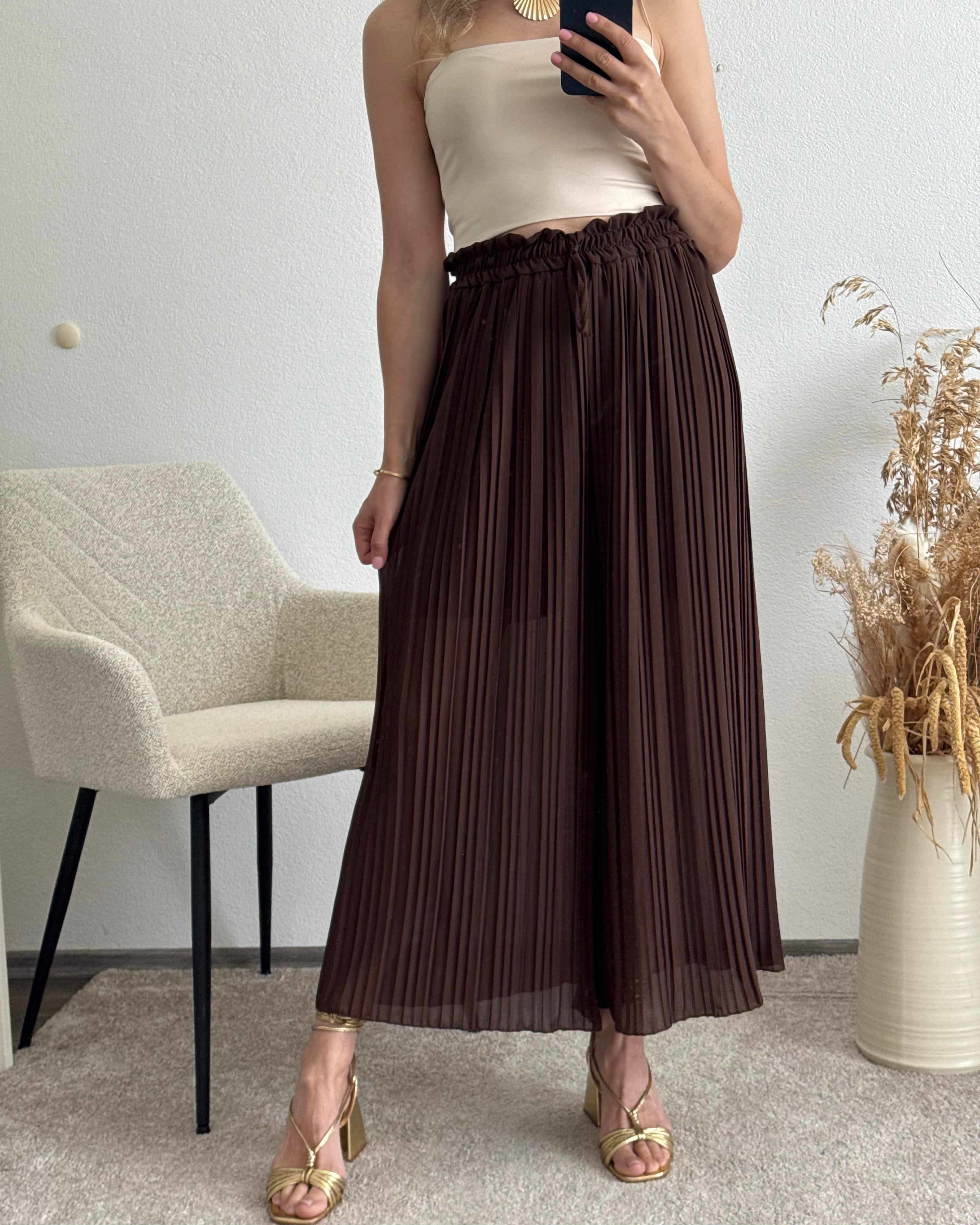 Plisseehose Braun