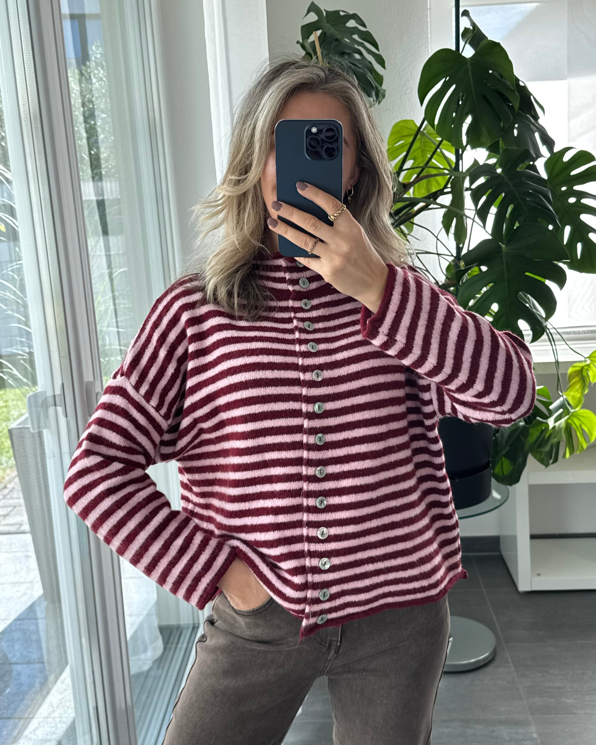 Cardigan Cozy Days Bordeaux Rosa
