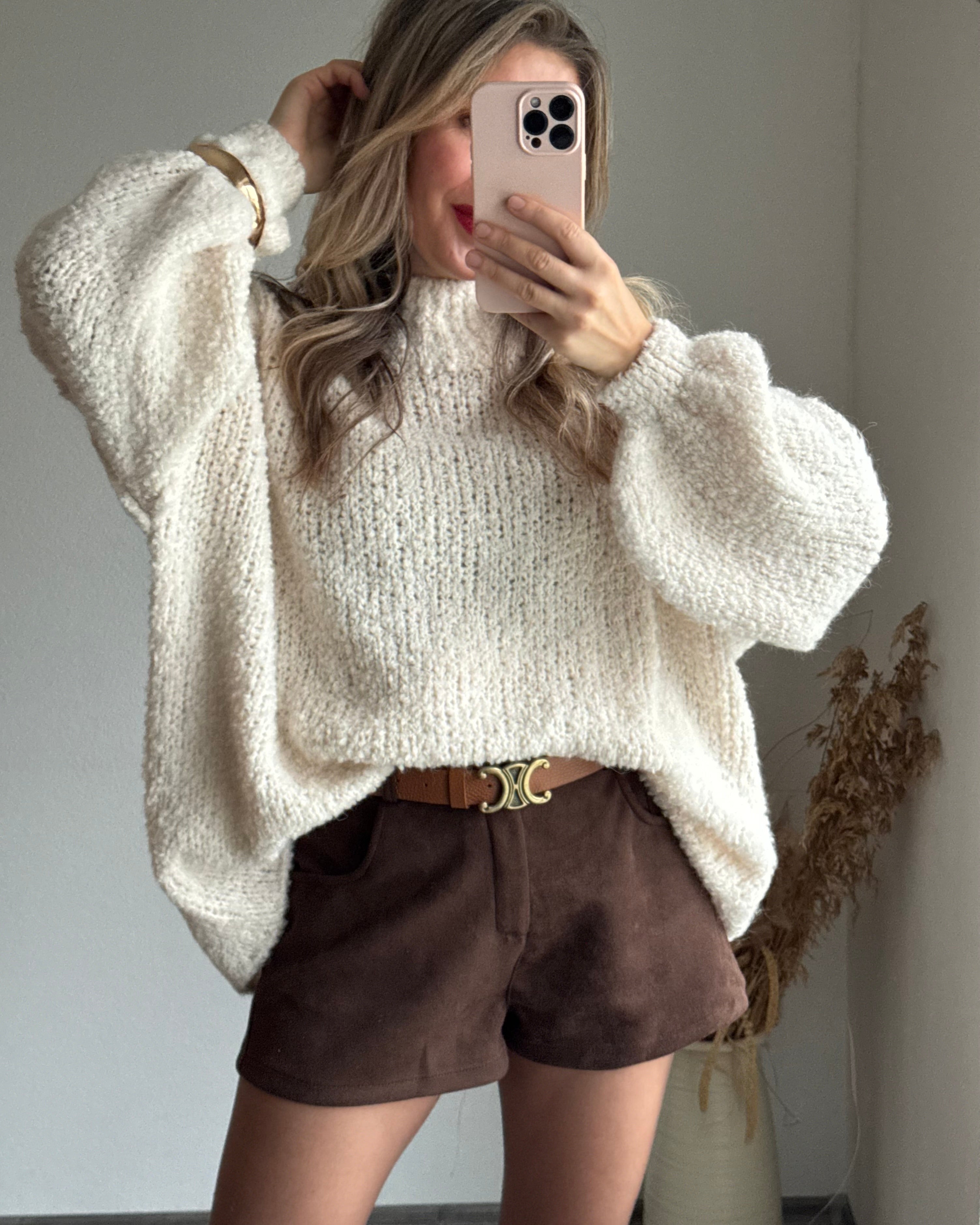 Bouclé oversize Pullover Creme