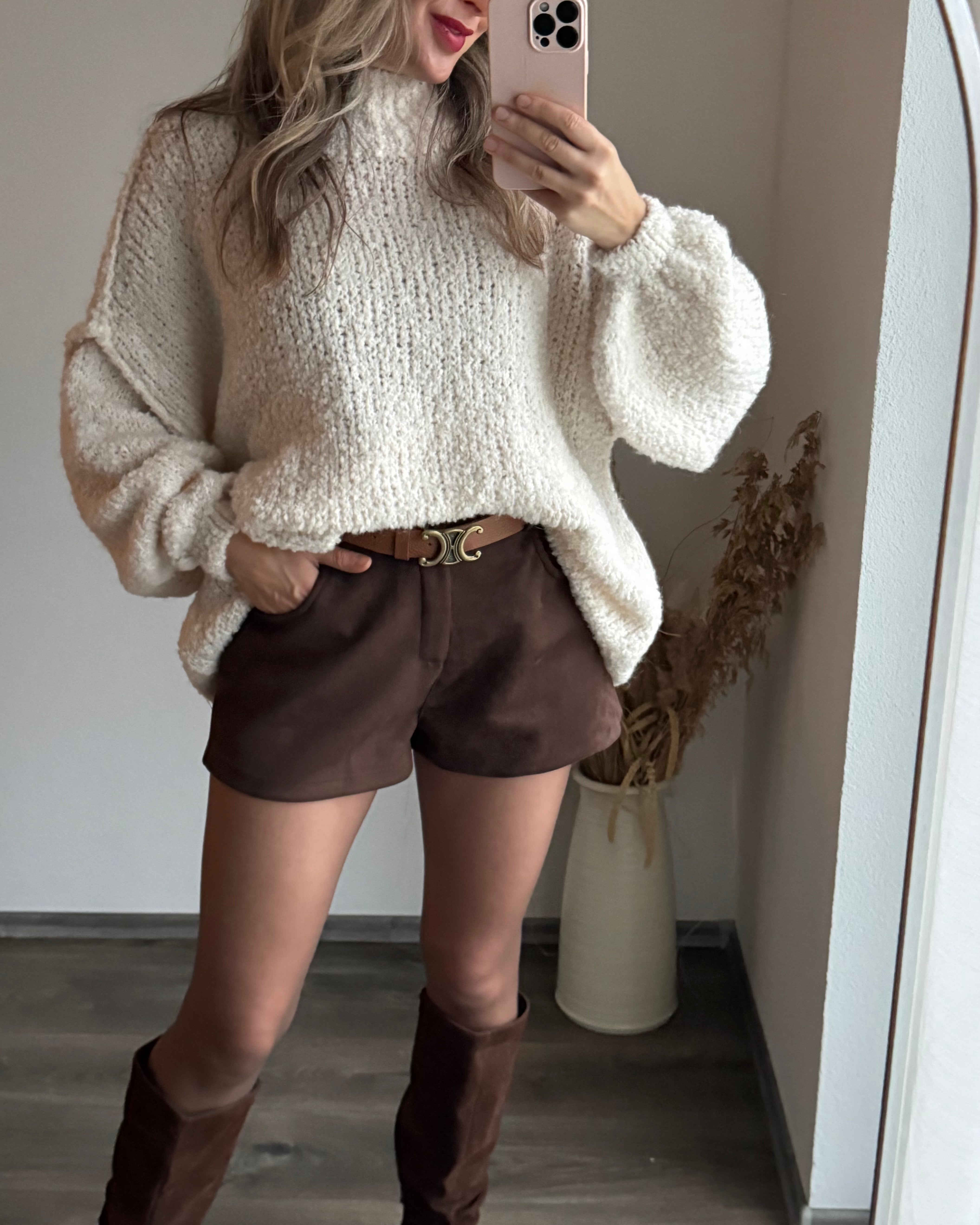 Shorts Wildlederoptik Braun