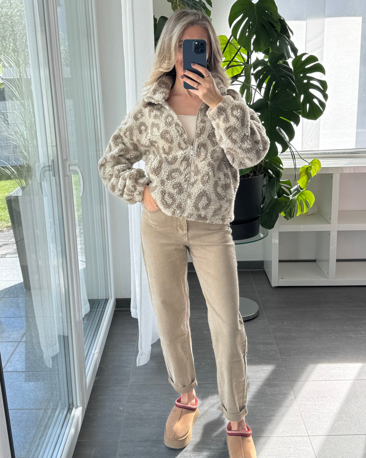 Teddyjacke Leo Beige