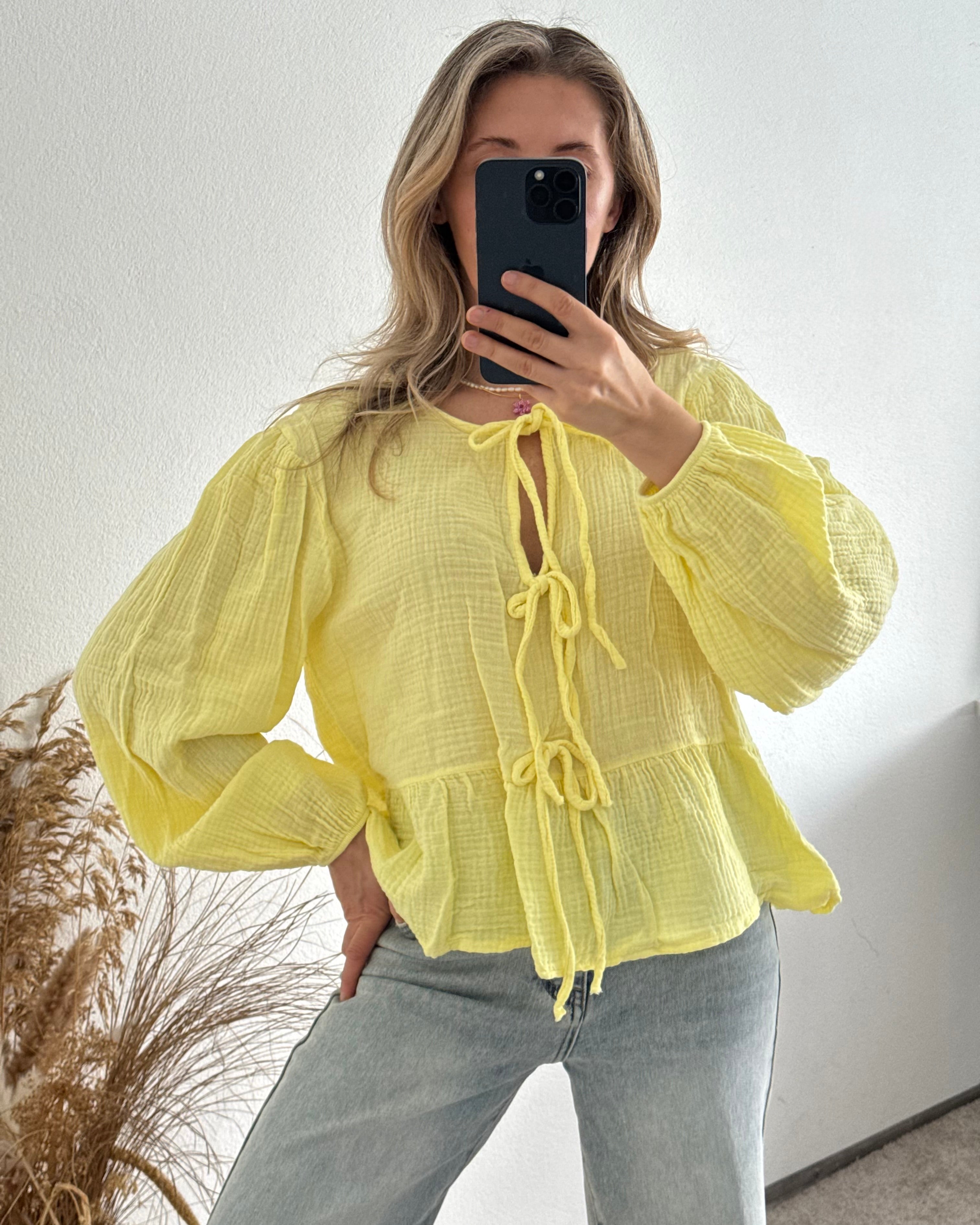 Musselinbluse Melly Pastellgelb