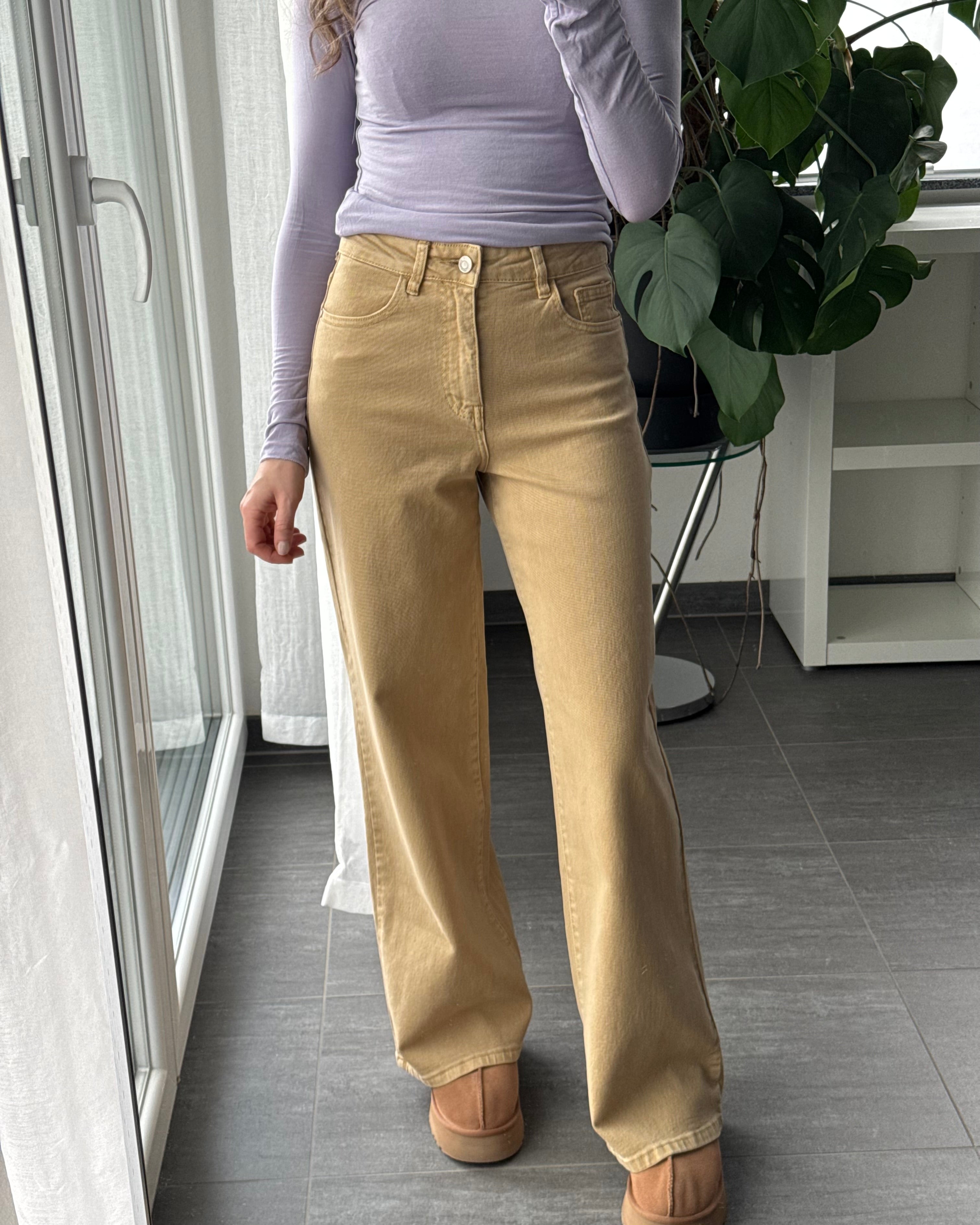Wide leg stretch Jeans CAMEL