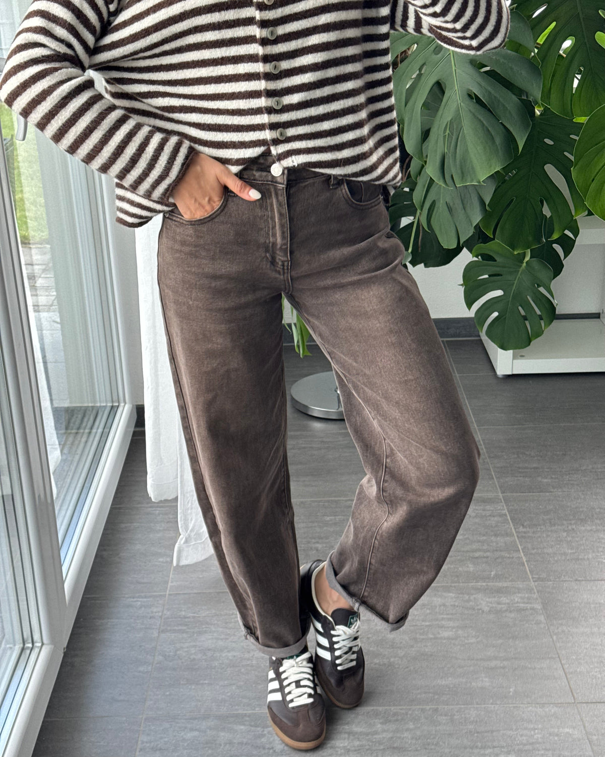 Stretch Barrel Jeans Cappuccino