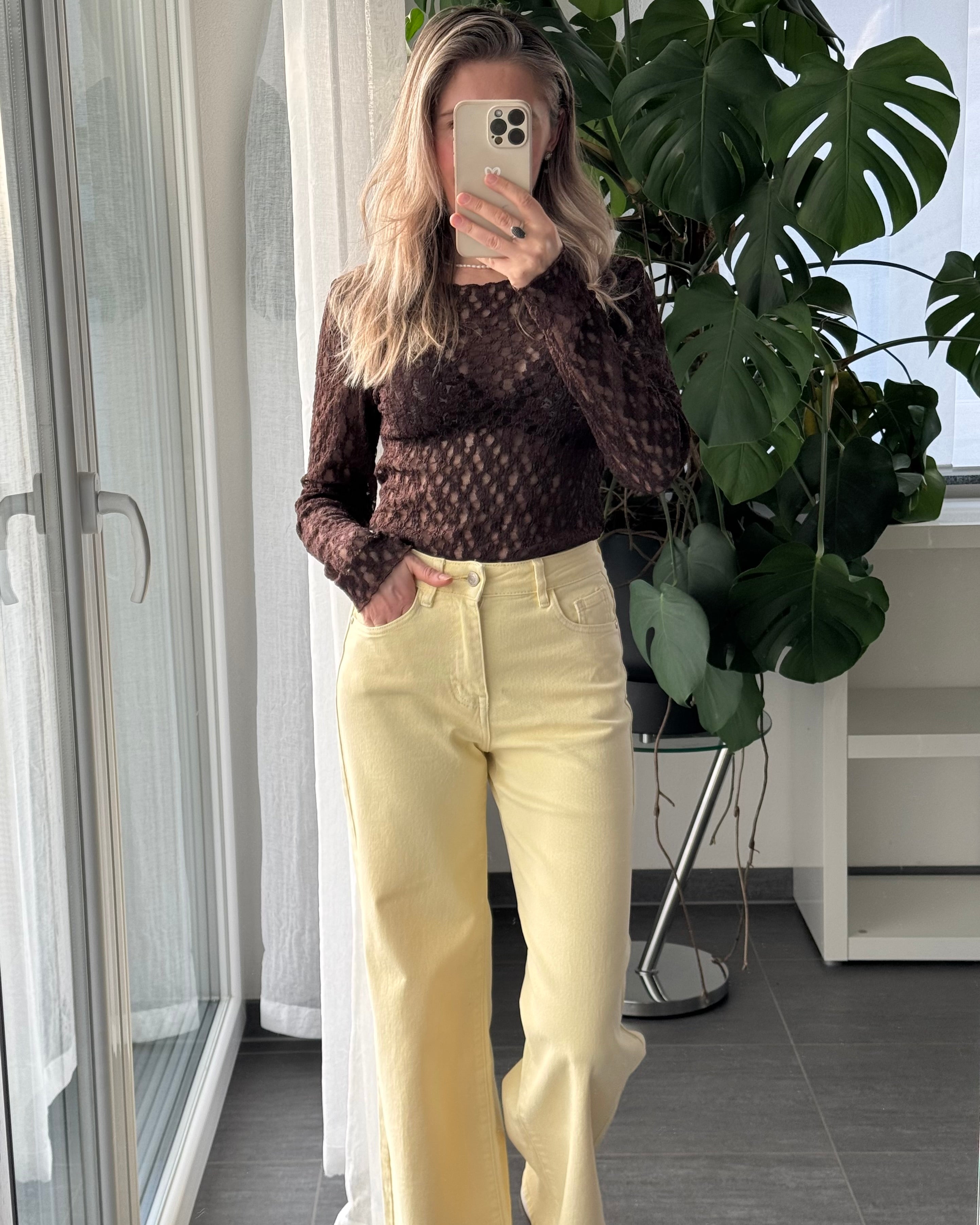 Wide leg stretch Jeans Butter Yellow