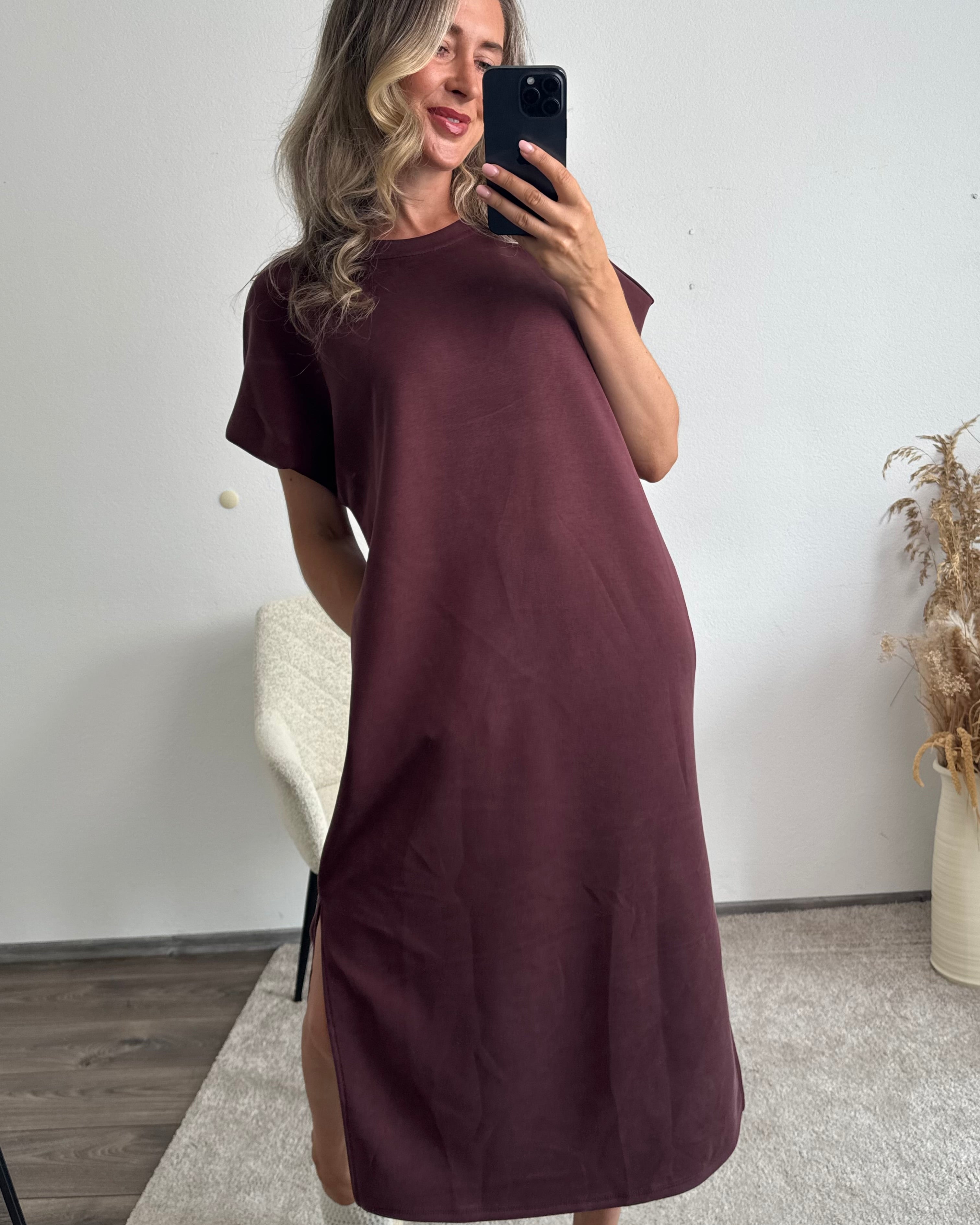 Oversize Kleid Butterstoff Luna Mahagoni-Braun