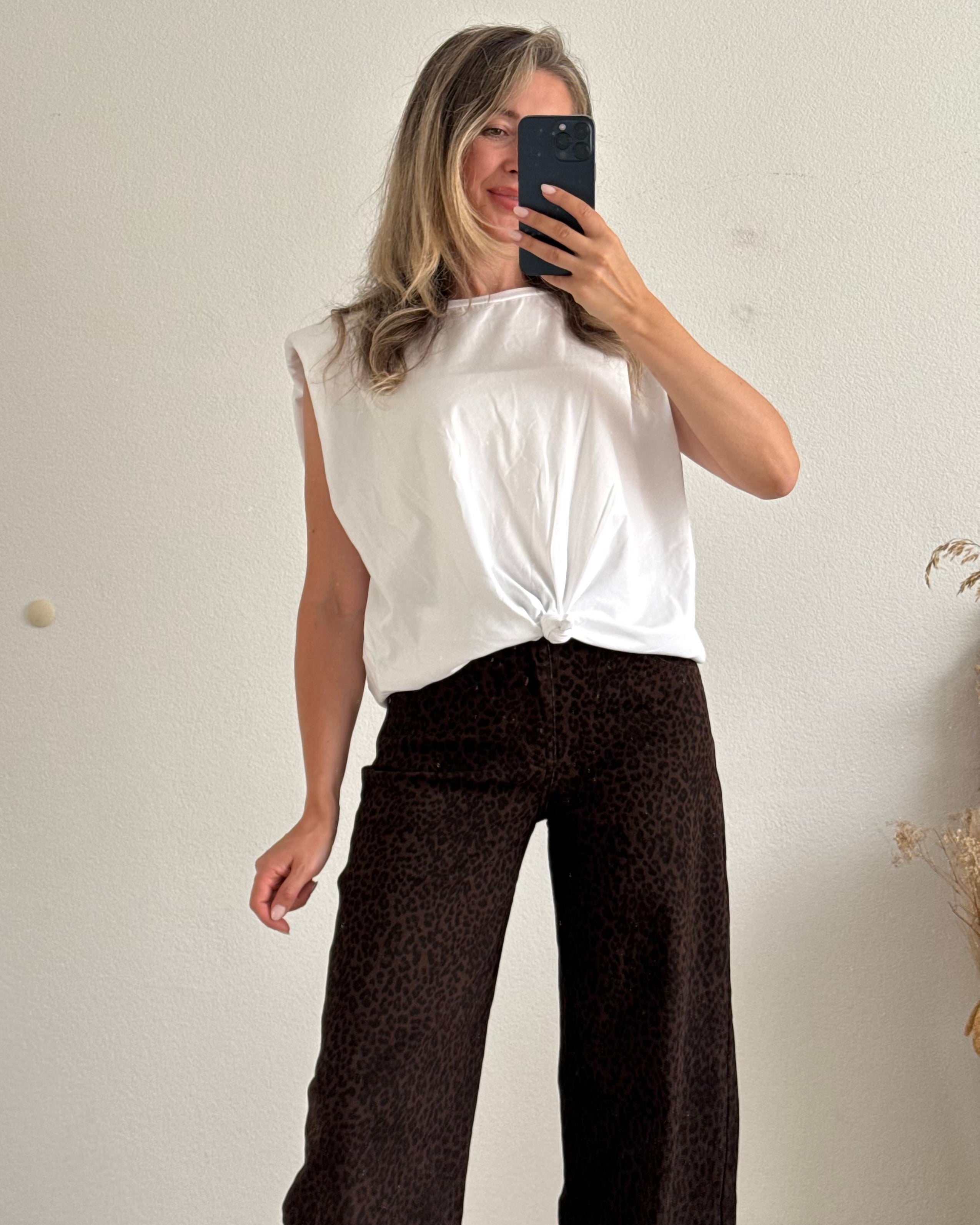 Cropped Shirt mit Knoten weiß