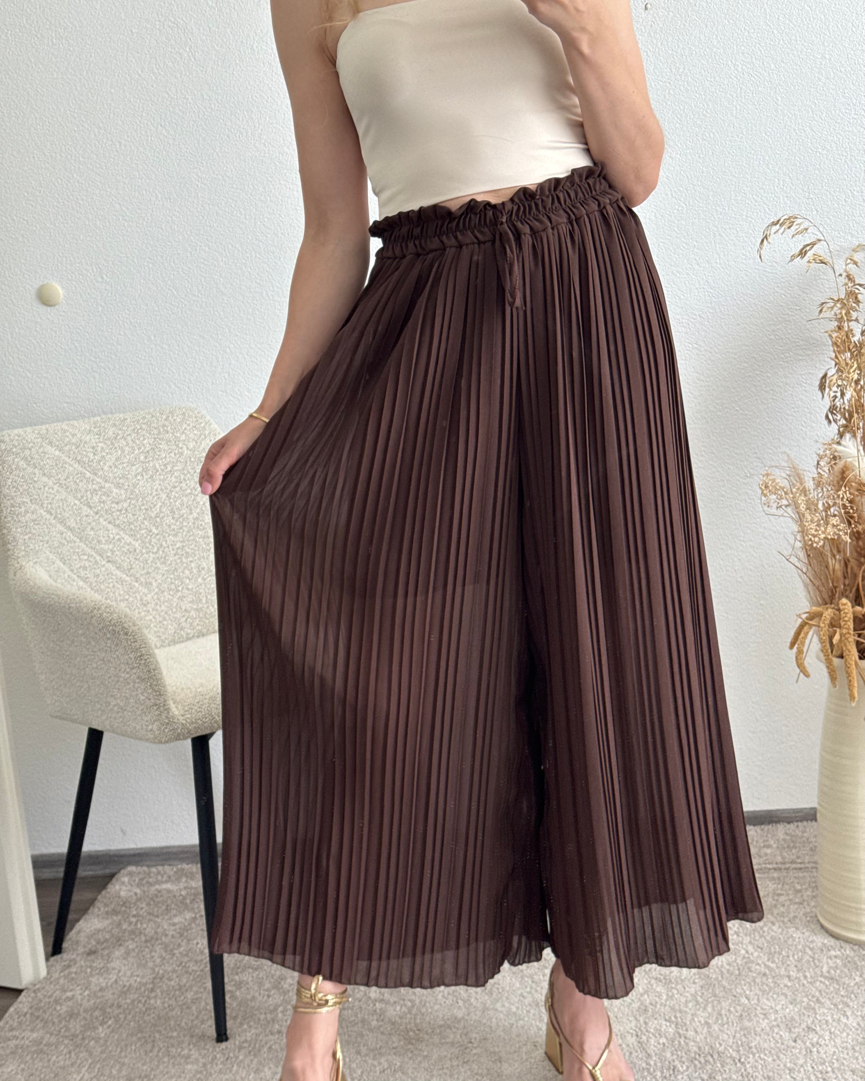 Plisseehose Braun