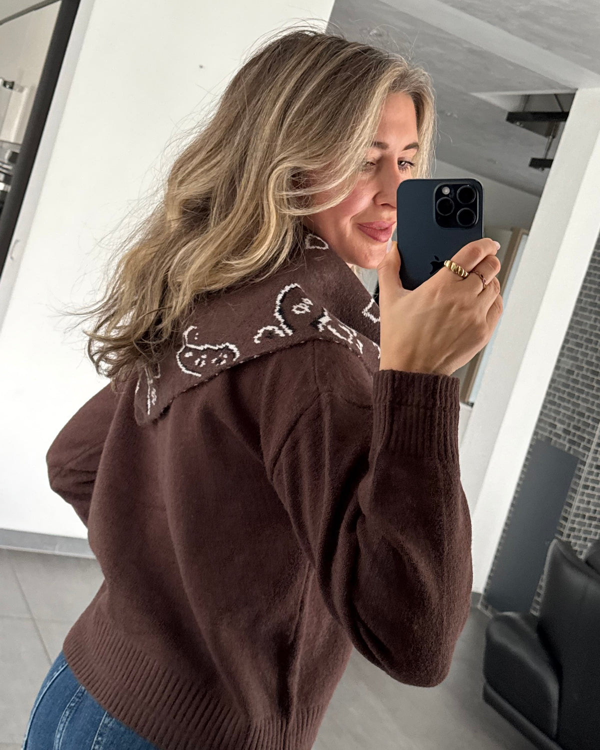 Cardigan mit Dreieckschal Paisley