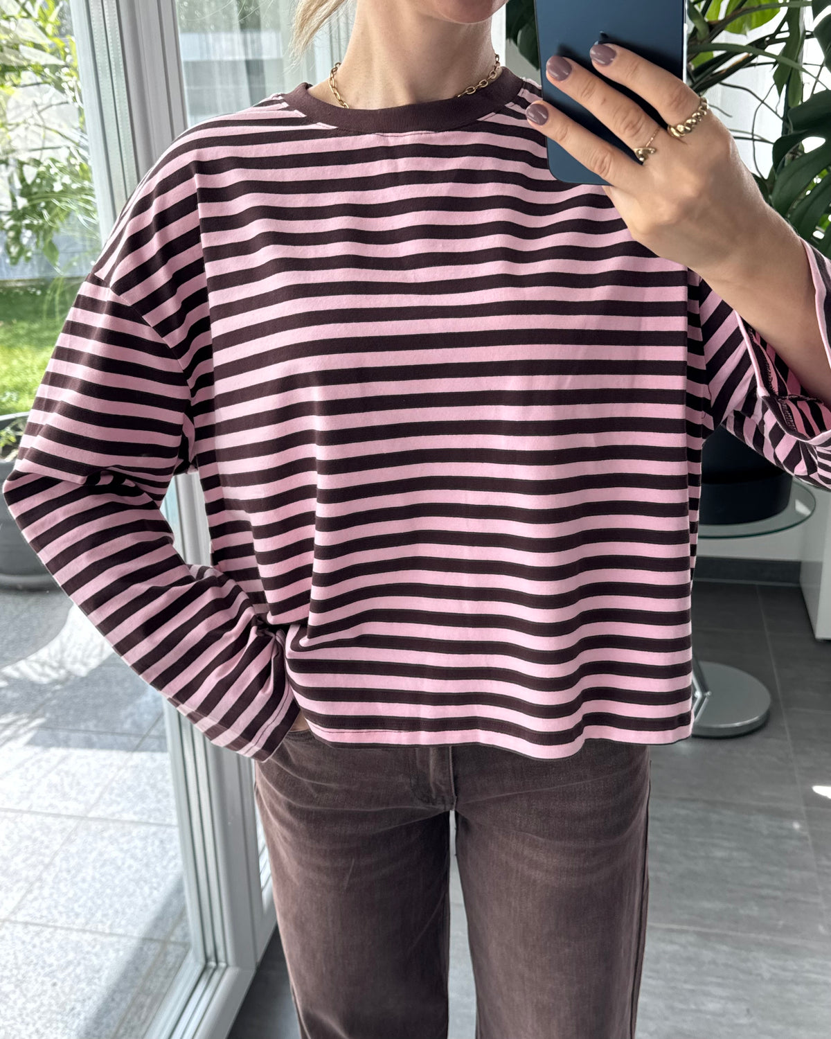 Oversize Stripe Shirt Choco Rosa