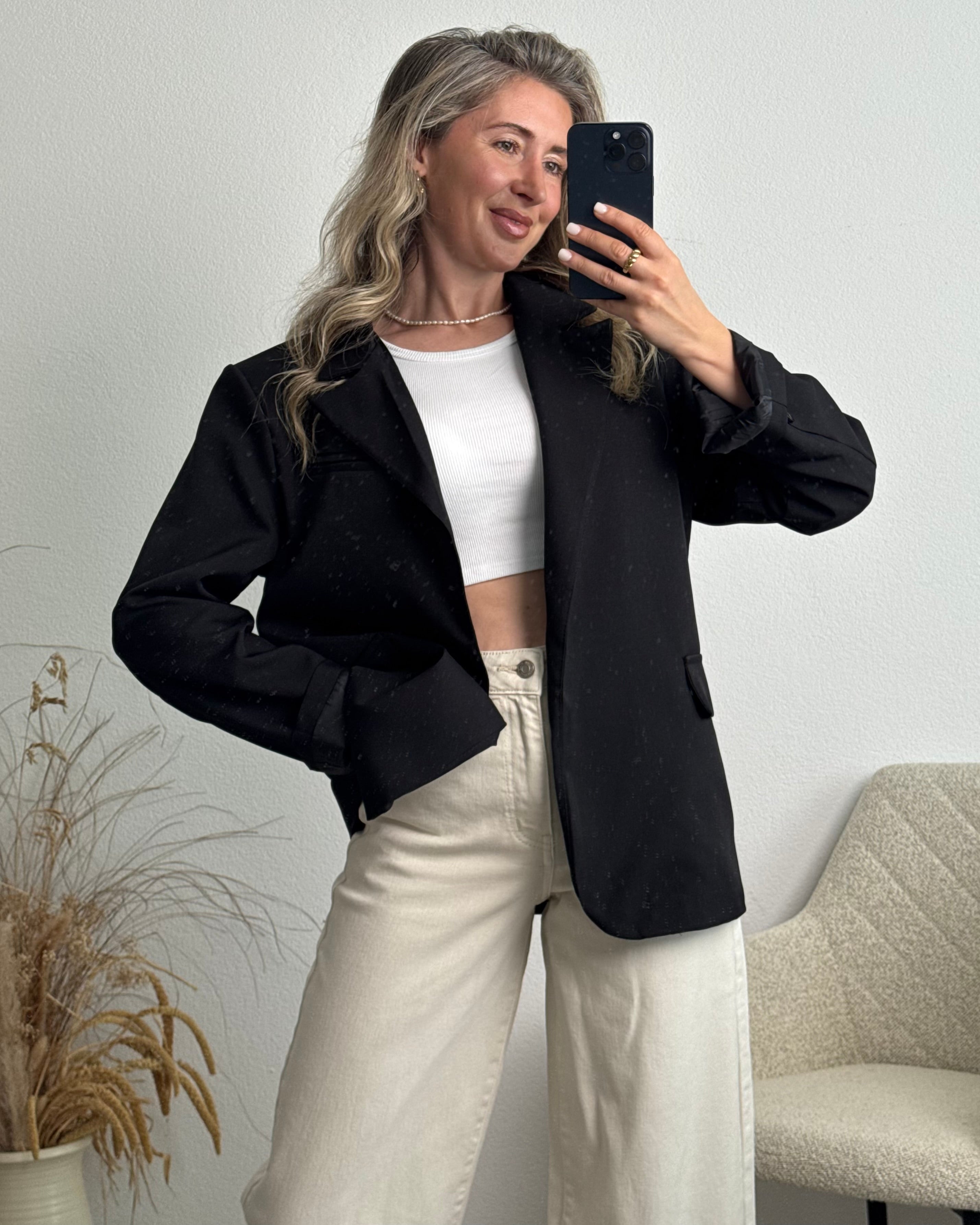 High Neck Blazer schwarz