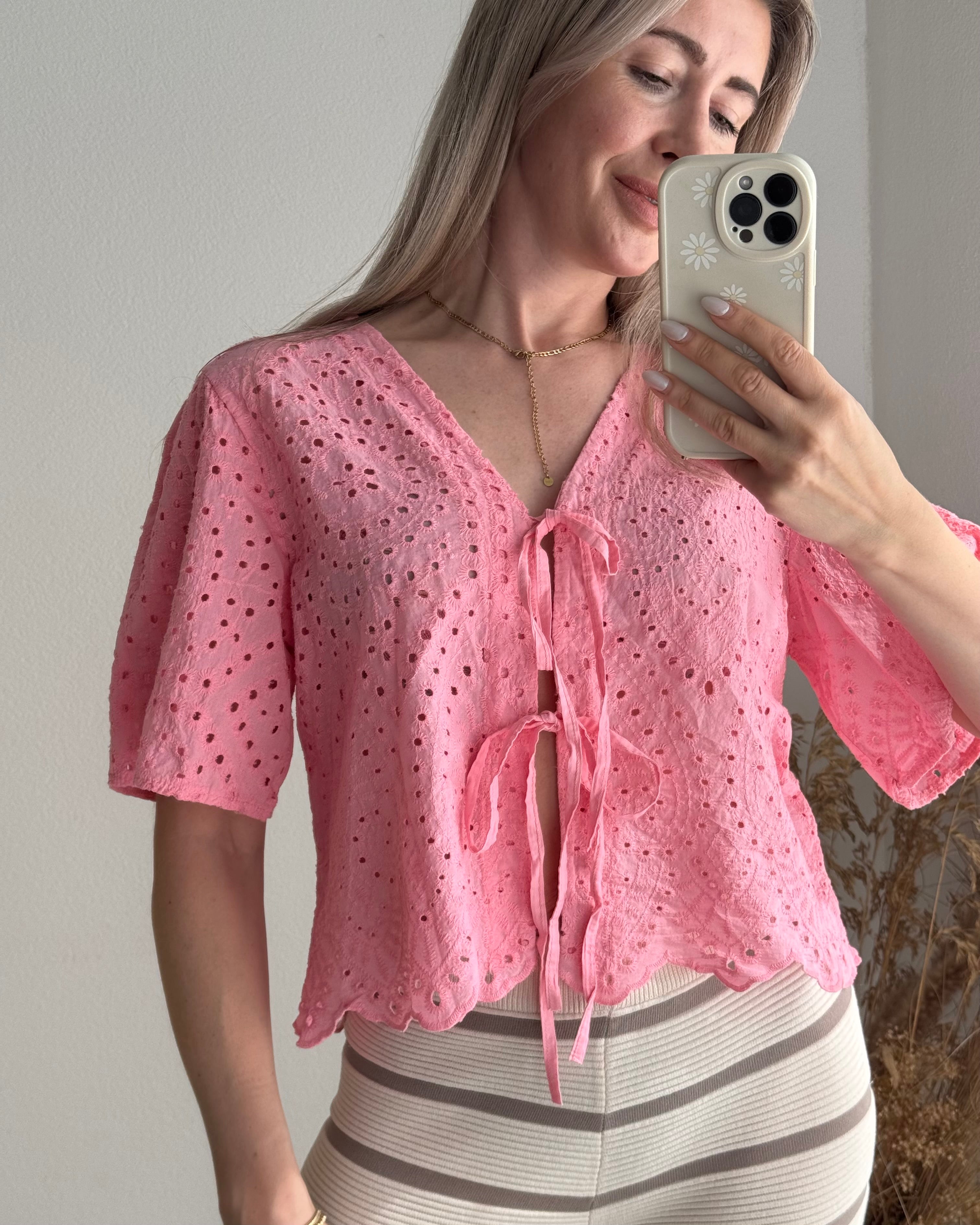 EINZELTEIL Bluse mit Schleifen Rosa VOM UMTAUSCH AUSGESCHLOSSEN