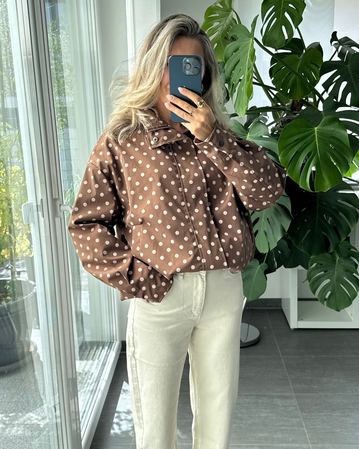 Bomberjacke Polka Dots Braun