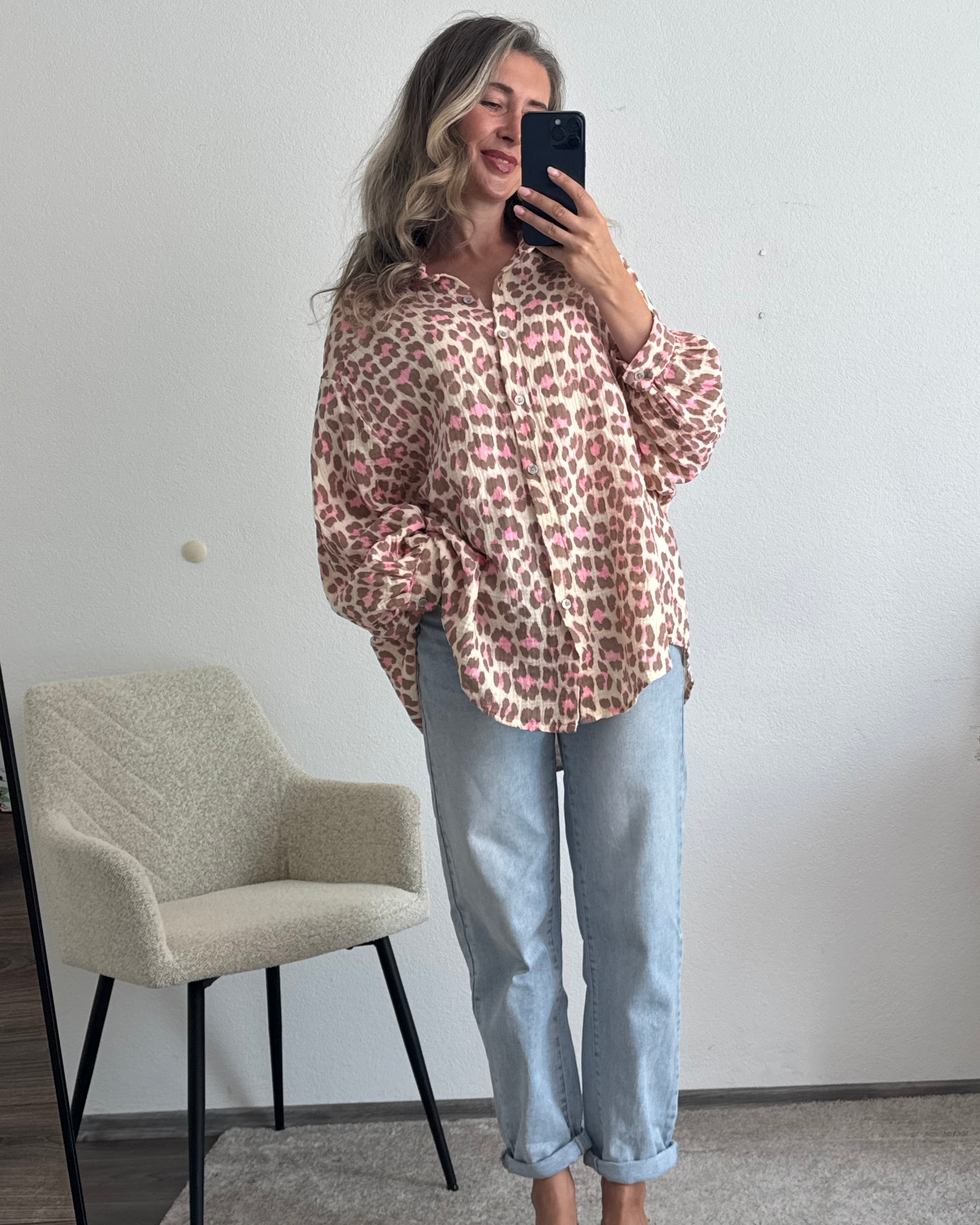 Musselinbluse Leo Rosa