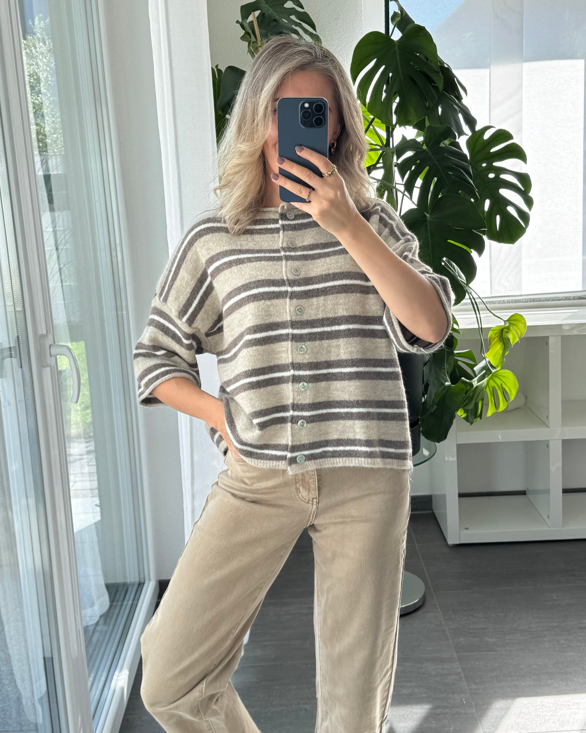 Cardigan Molly Stripes Taupe Beige