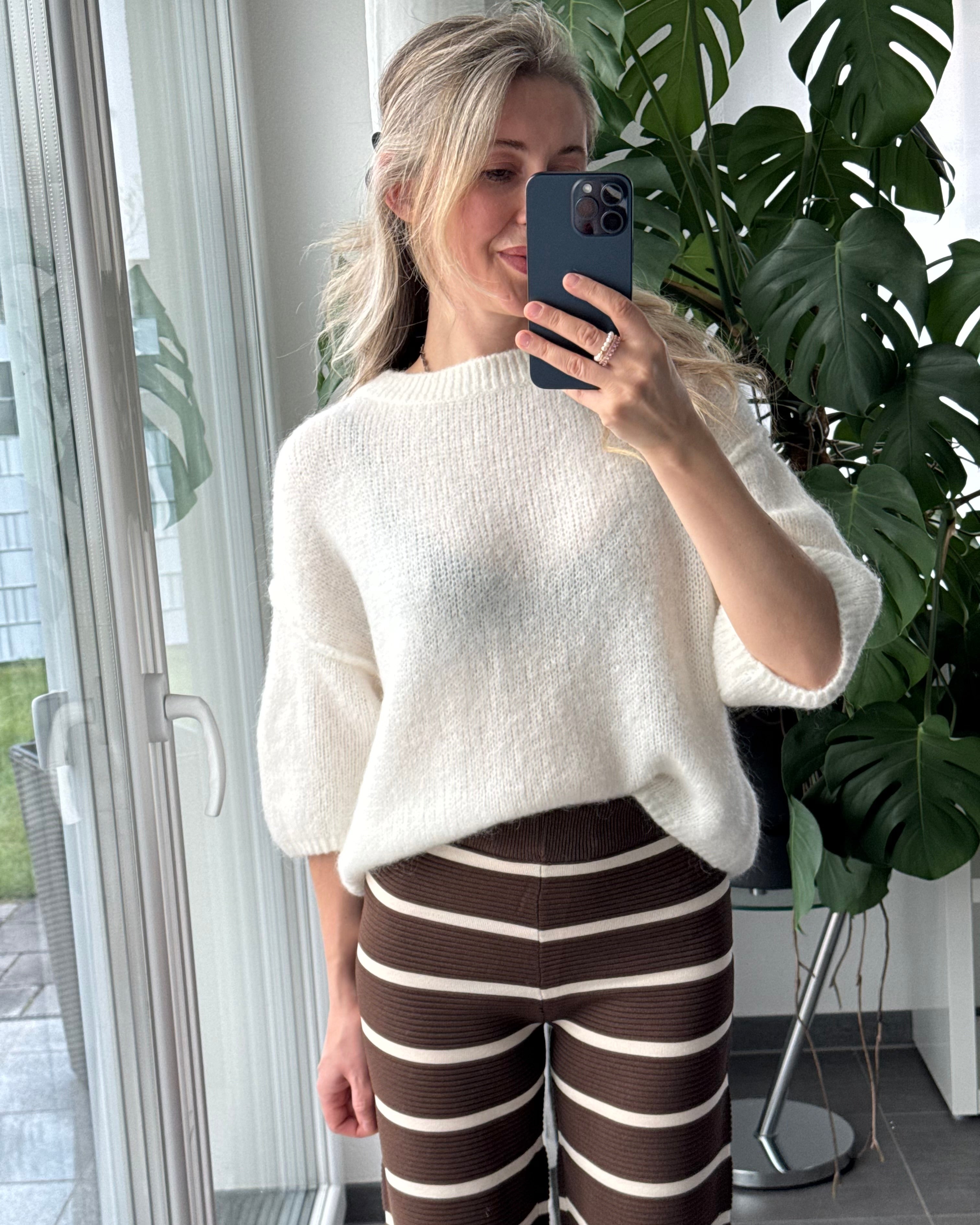 Kurzarm Pullover Weiß