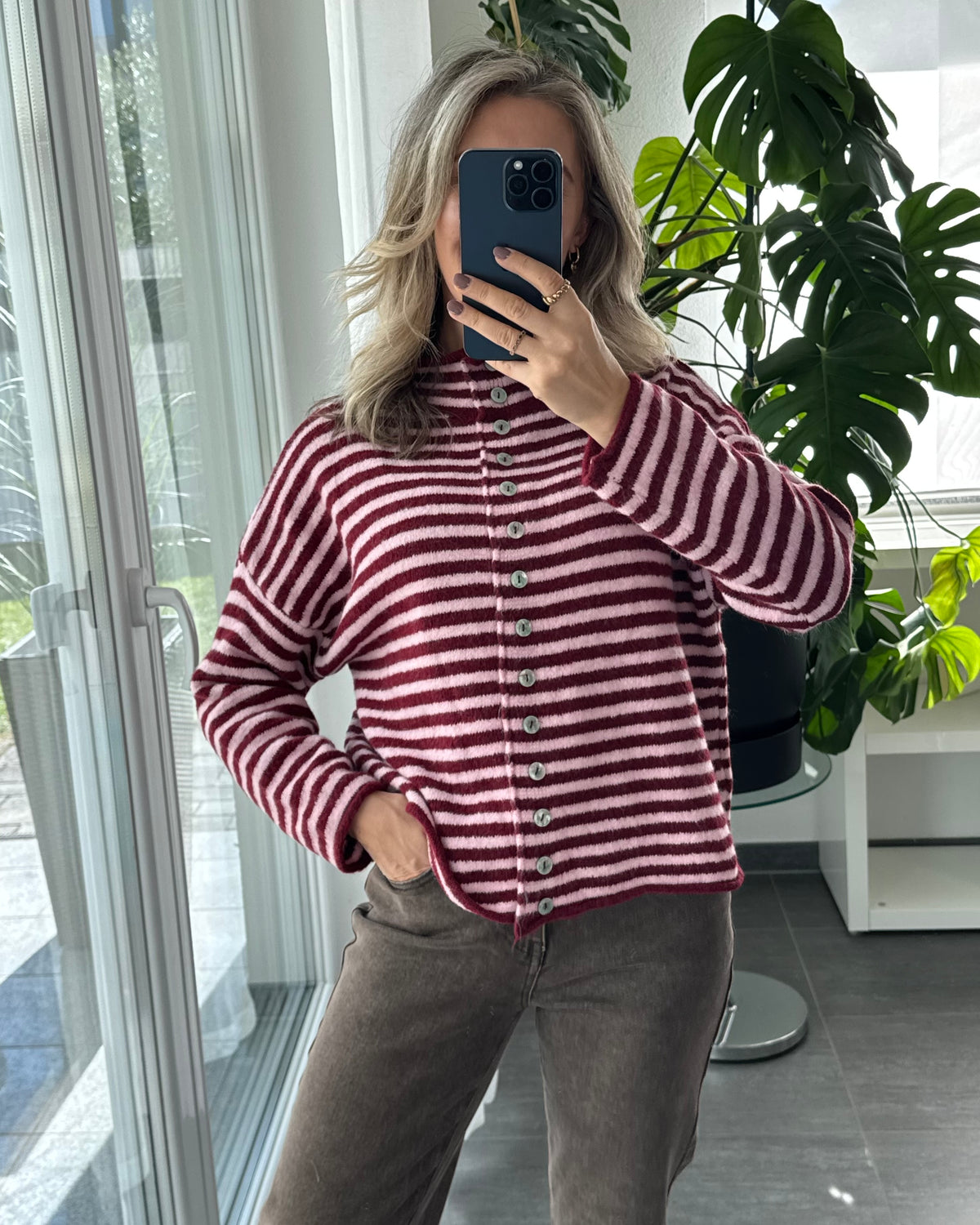 Cardigan Cozy Days Bordeaux Rosa