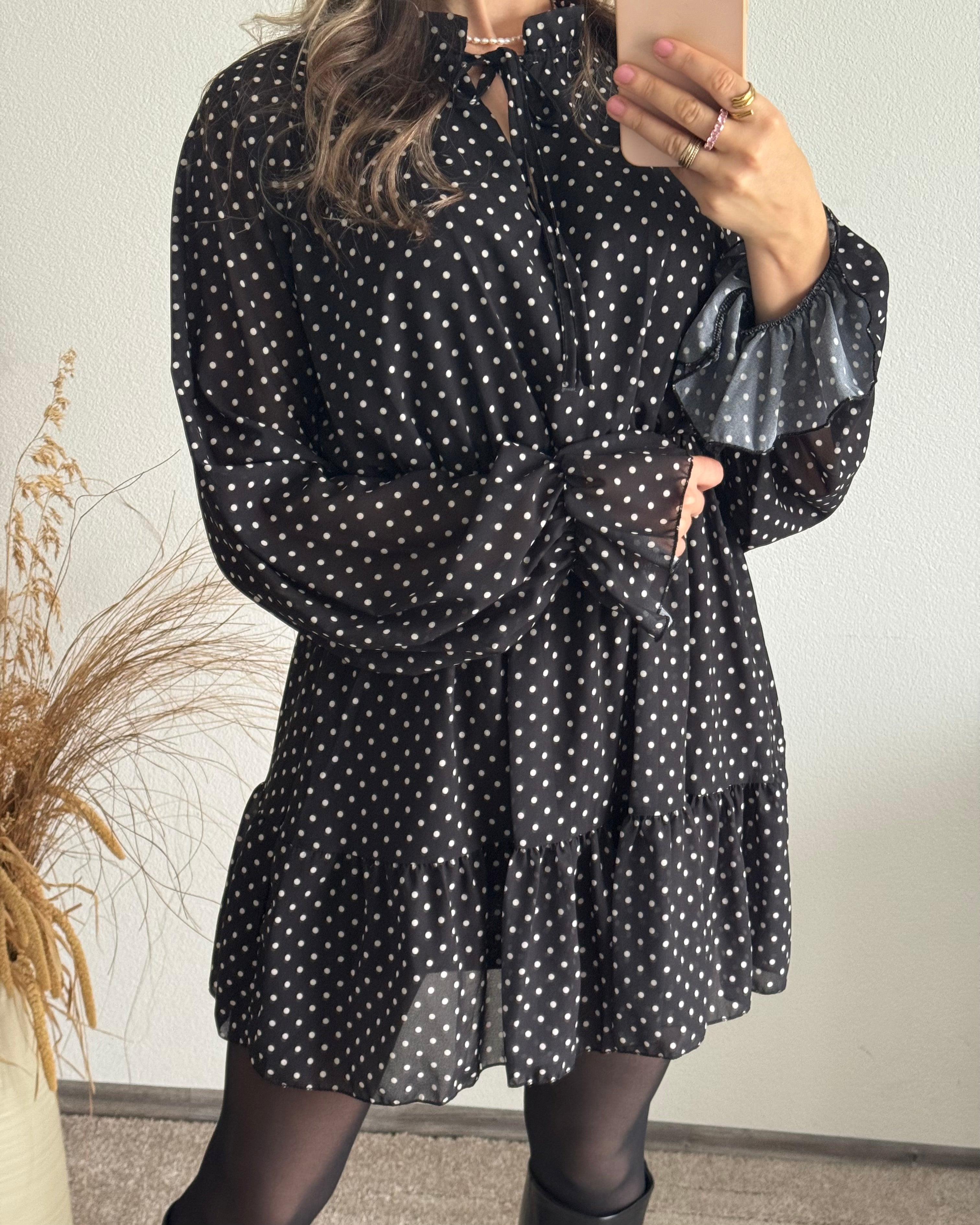 Kleid Polka Dot Schwarz