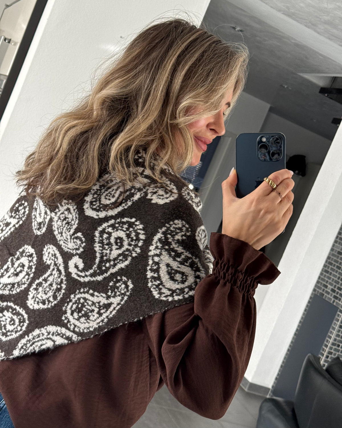Dreieckstuch mit Paisley-Muster Braun