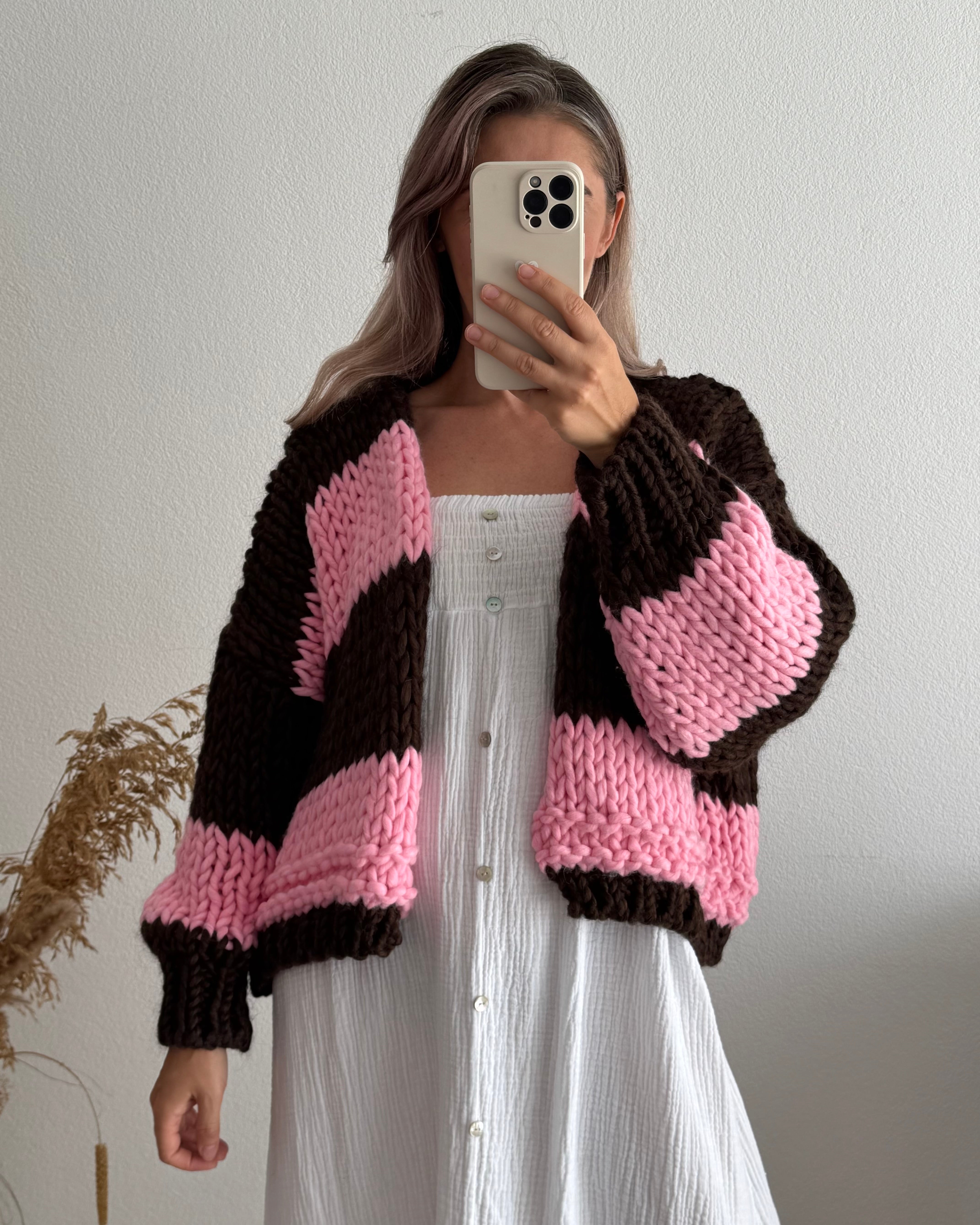 CHUNKY KNIT CARDIGAN BRAUN
