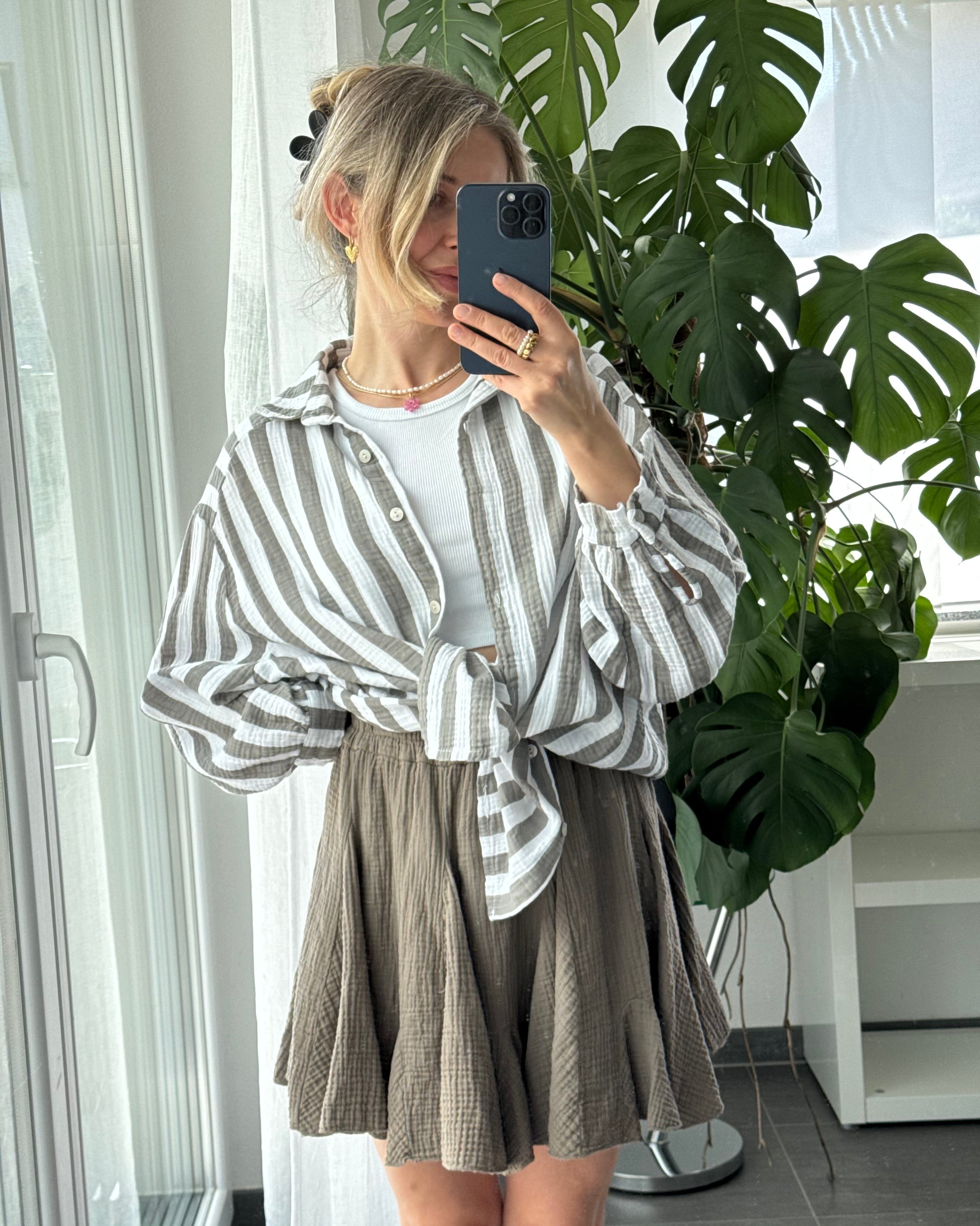 Volantrock aus Musselin Taupe