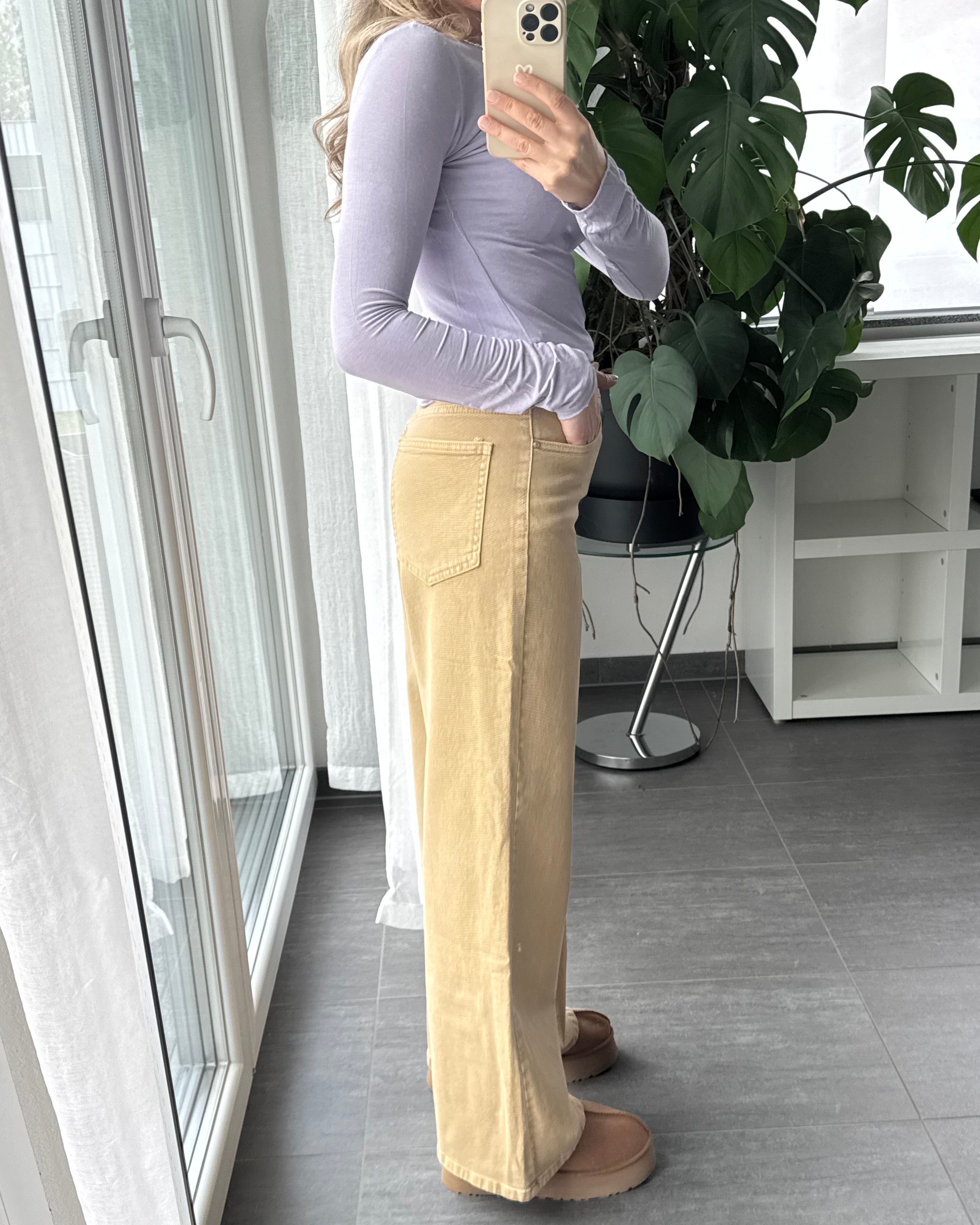 Wide leg stretch Jeans CAMEL