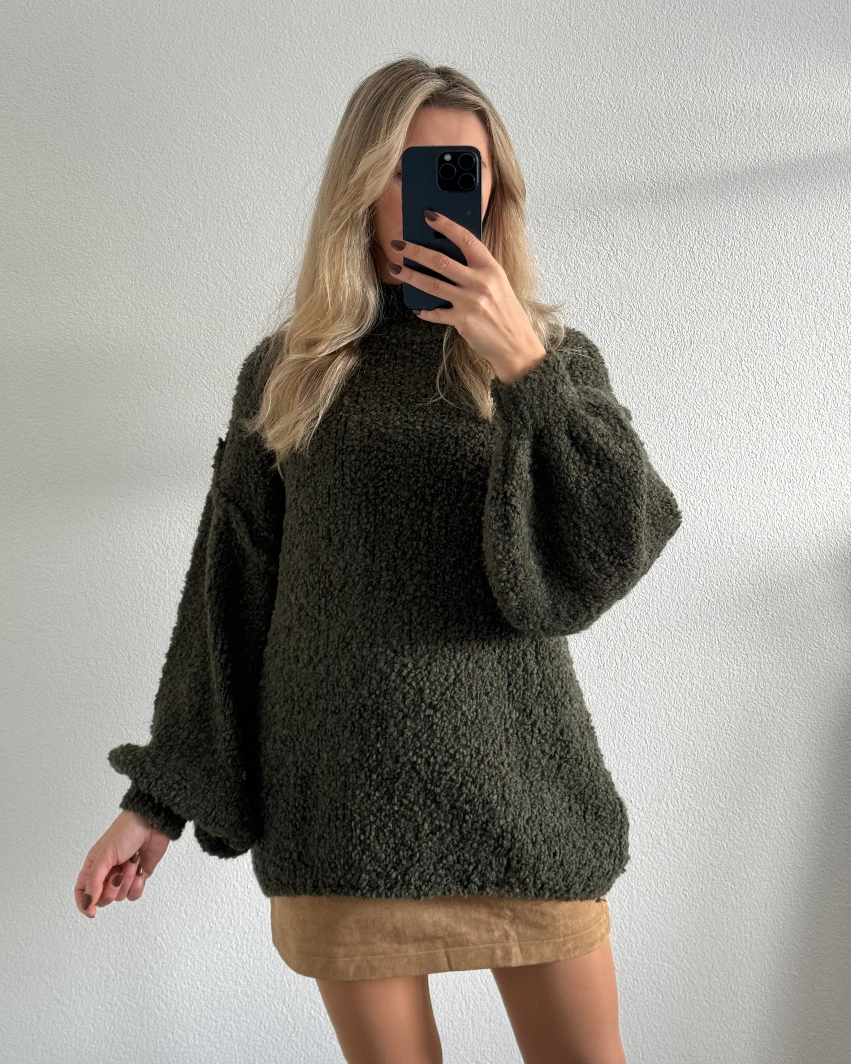 Bouclé oversize Pullover schmal KHAKI