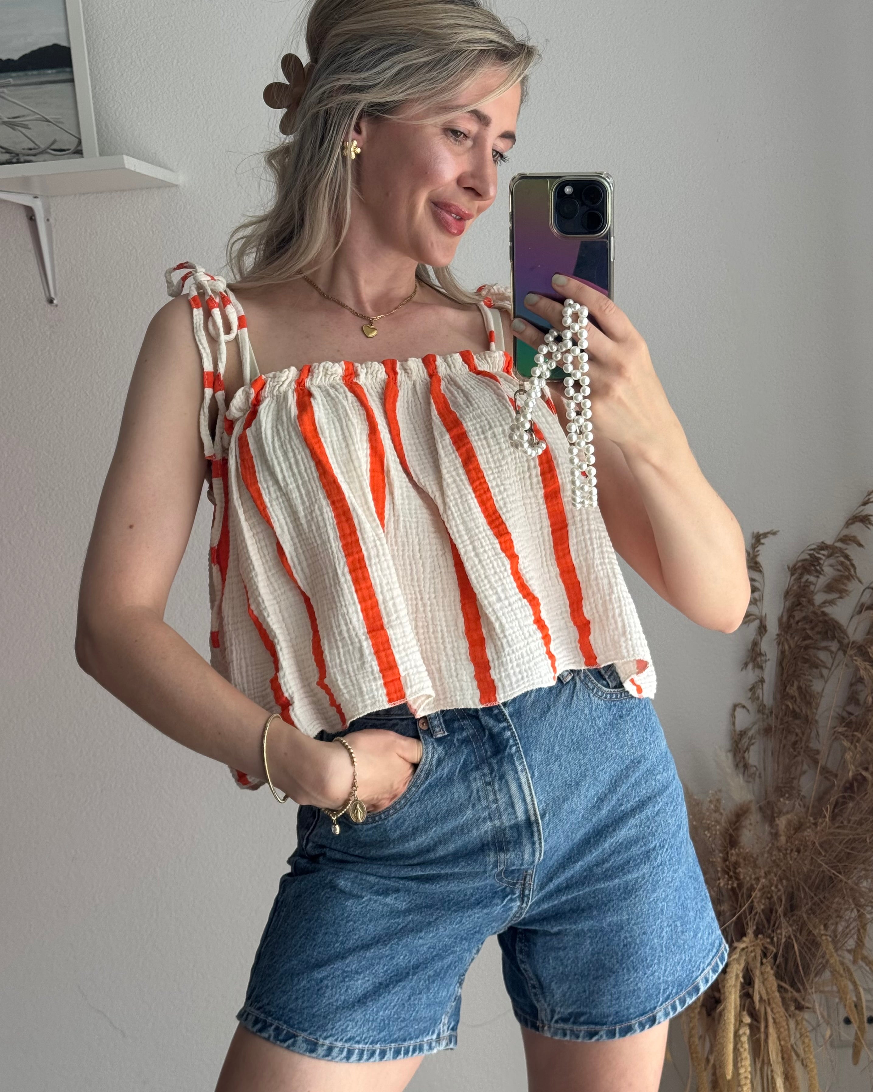 Musselin Top gestreift