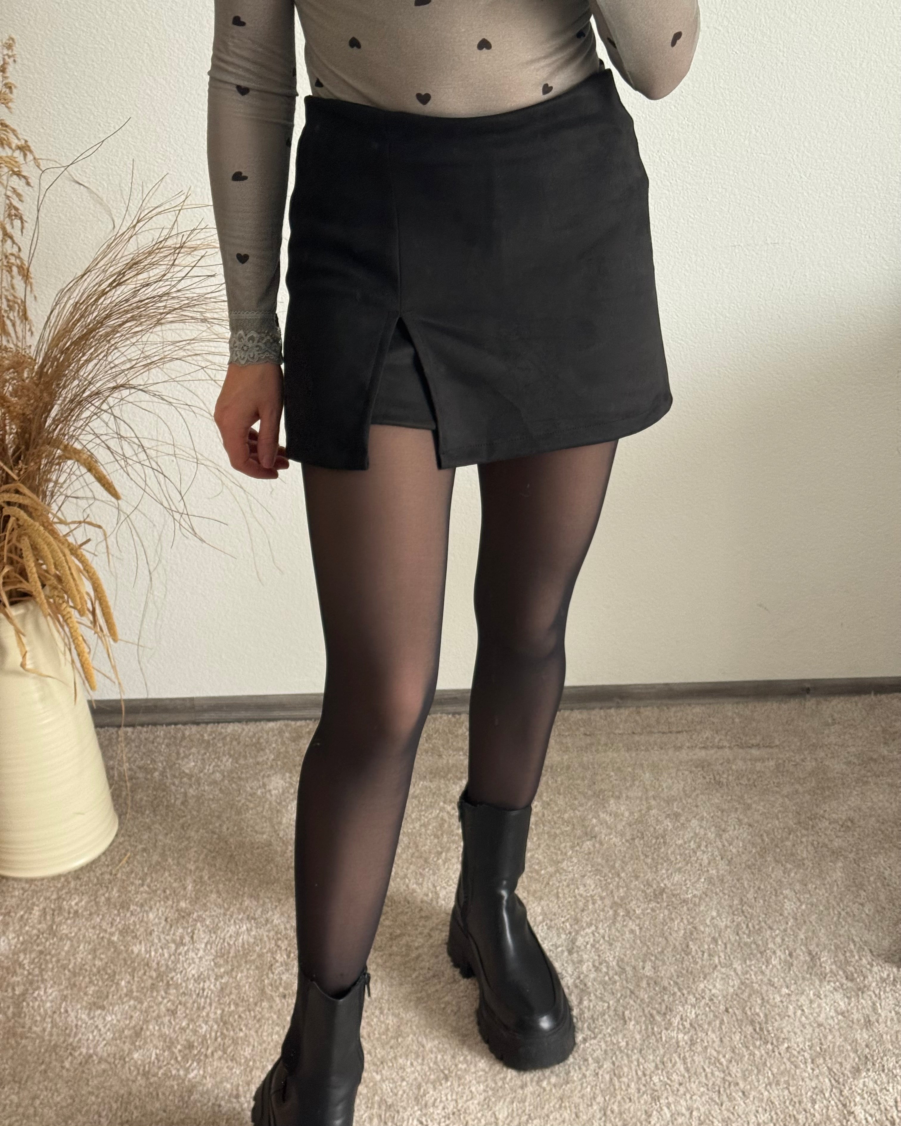 Hosenrock Wildlederoptik Schwarz